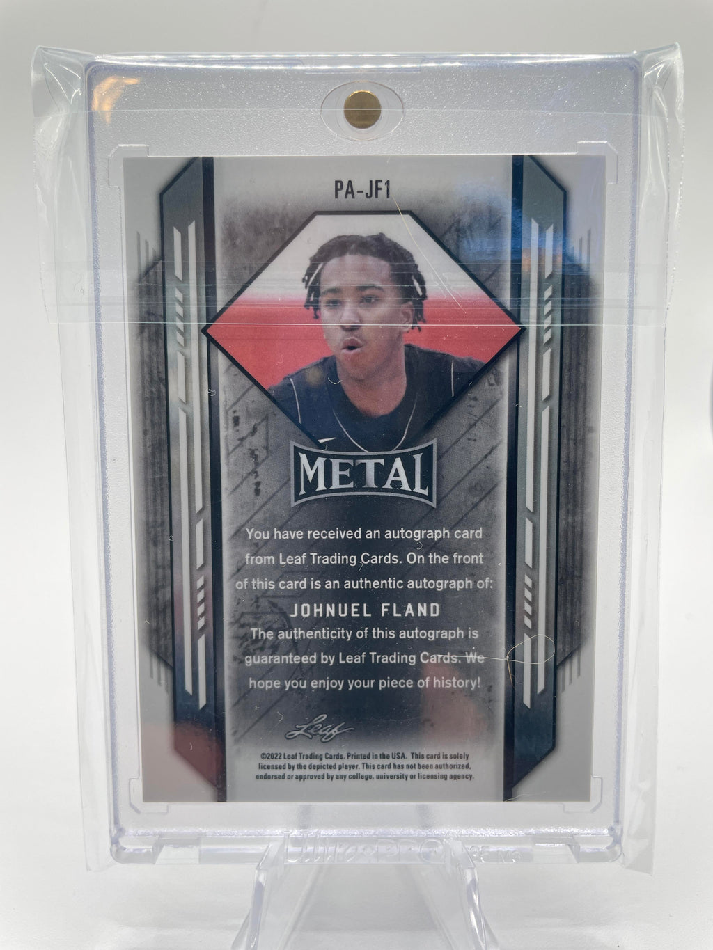 2021-22 Leaf Metal Johnuel Fland Silver Prizm Portrait Rookie Auto #PA-JF1