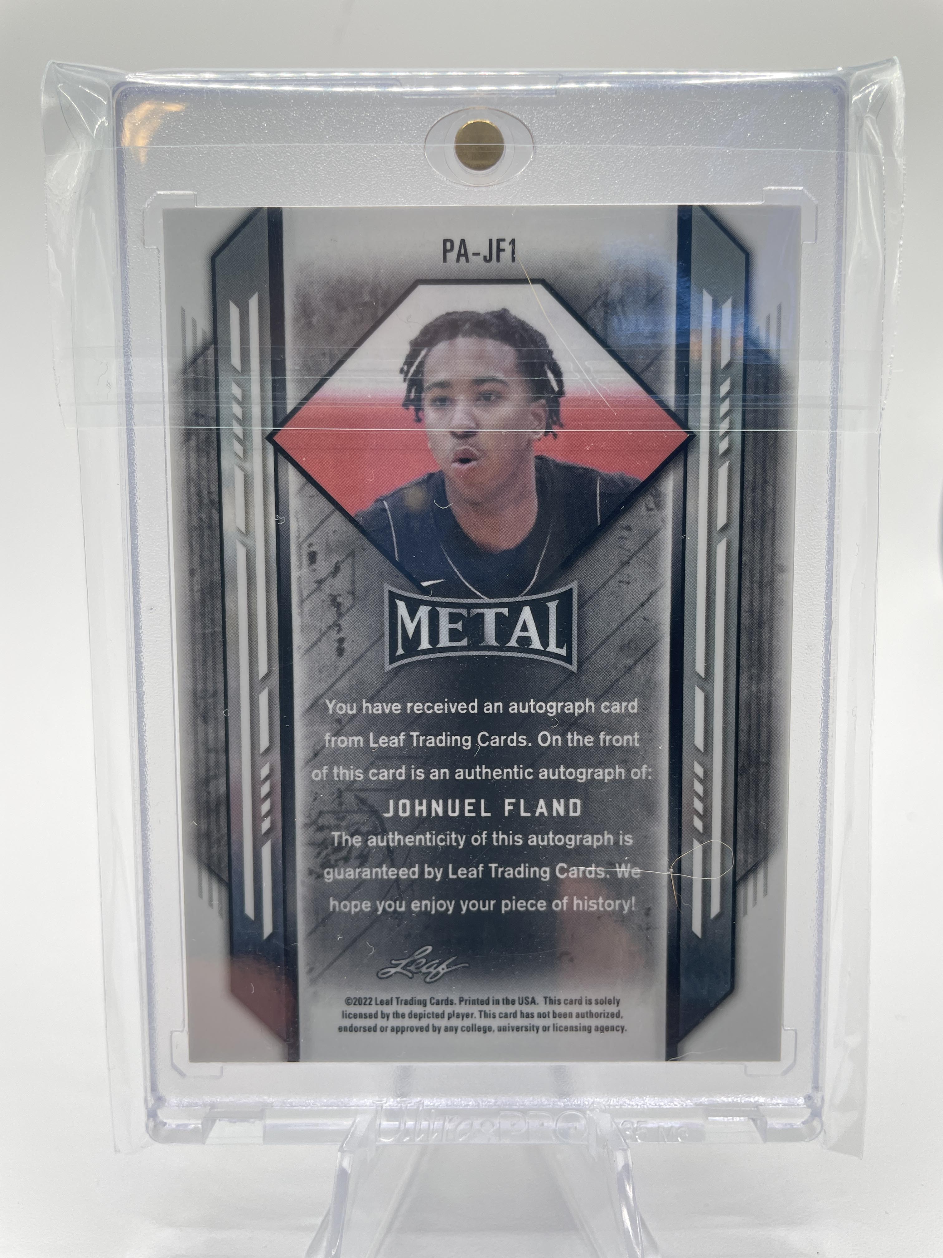 2021-22 Leaf Metal Johnuel Fland Silver Prizm Portrait Rookie Auto #PA-JF1