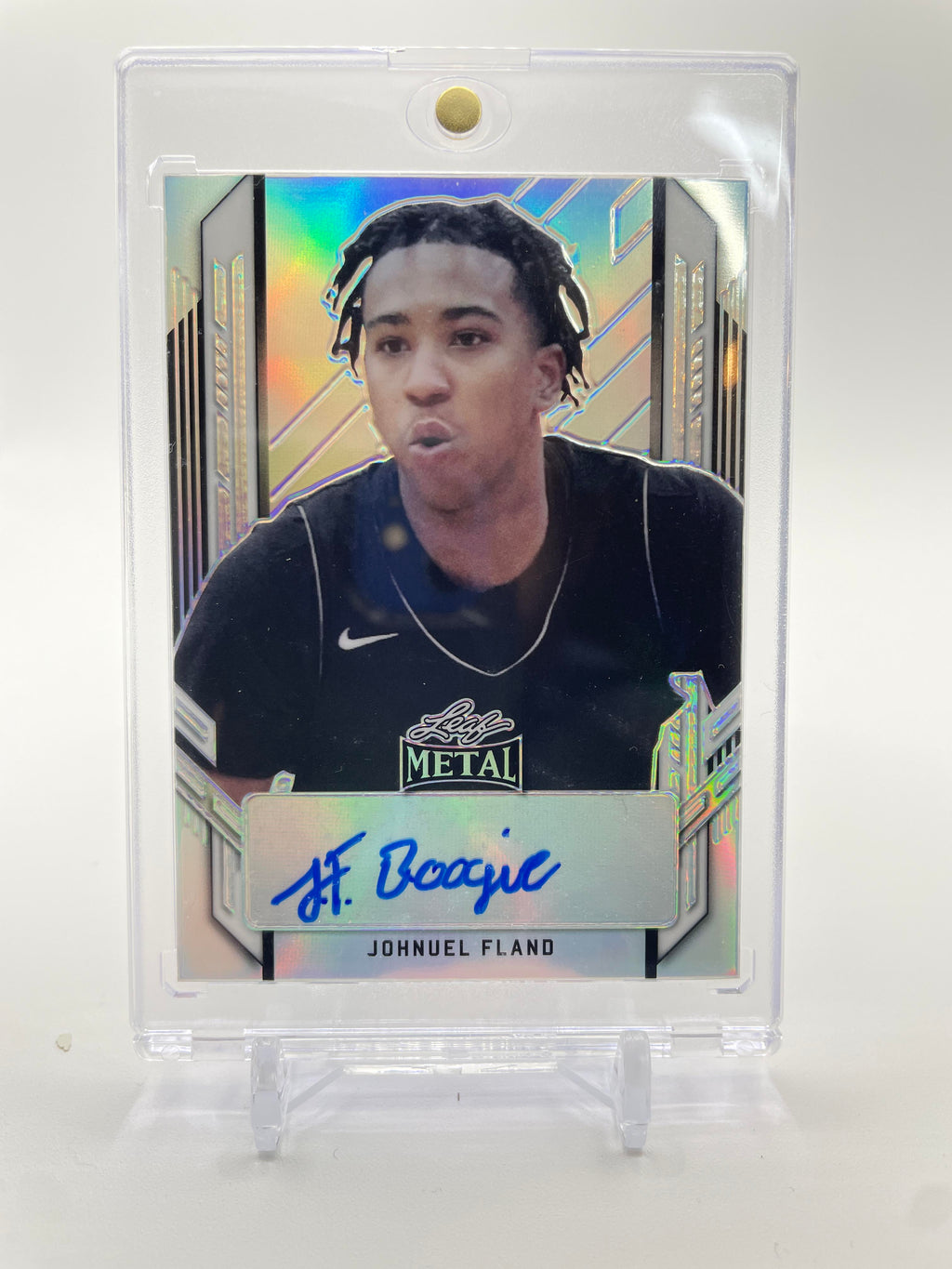 2021-22 Leaf Metal Johnuel Fland Silver Prizm Portrait Rookie Auto #PA-JF1