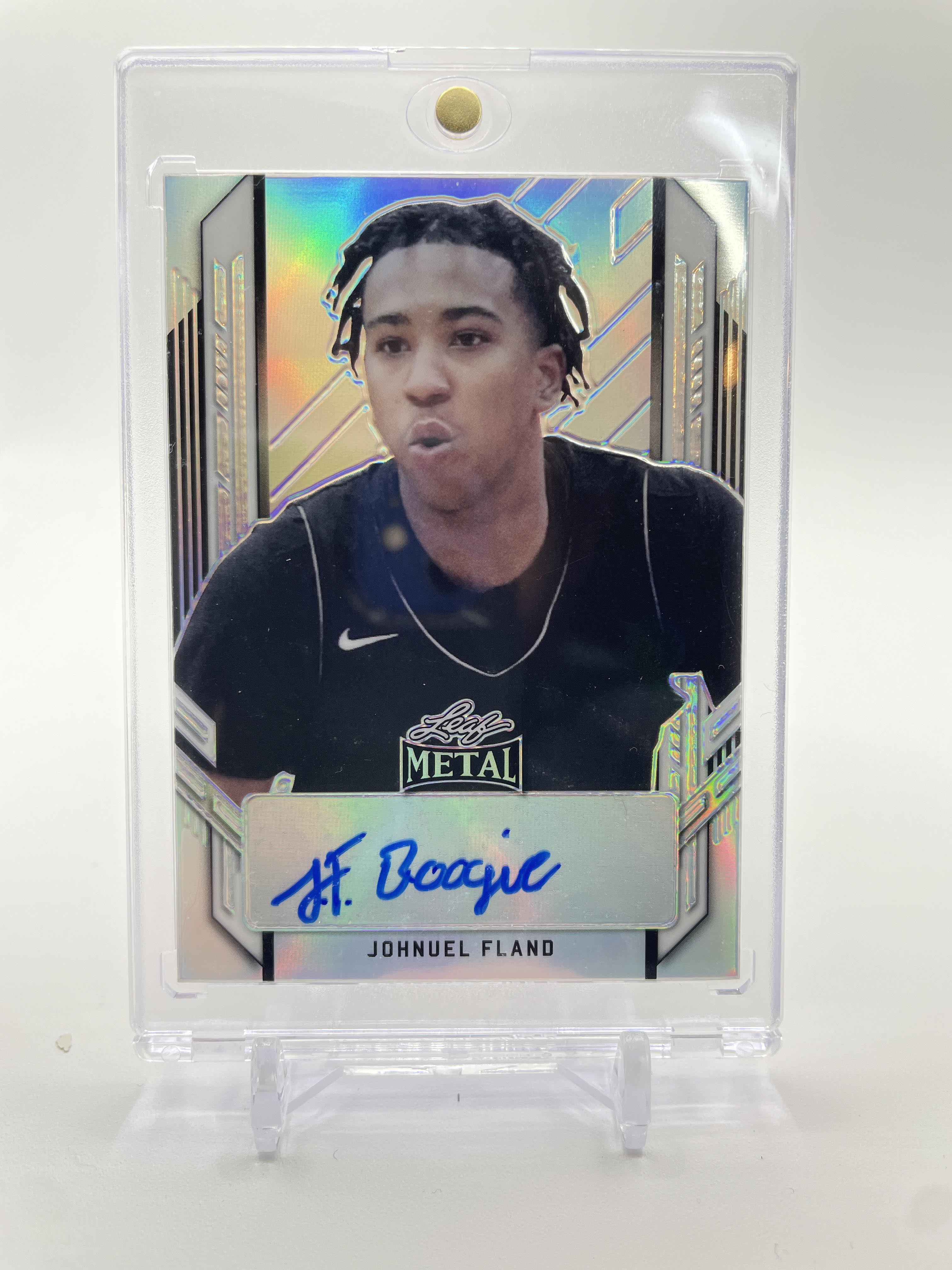 2021-22 Leaf Metal Johnuel Fland Silver Prizm Portrait Rookie Auto #PA-JF1