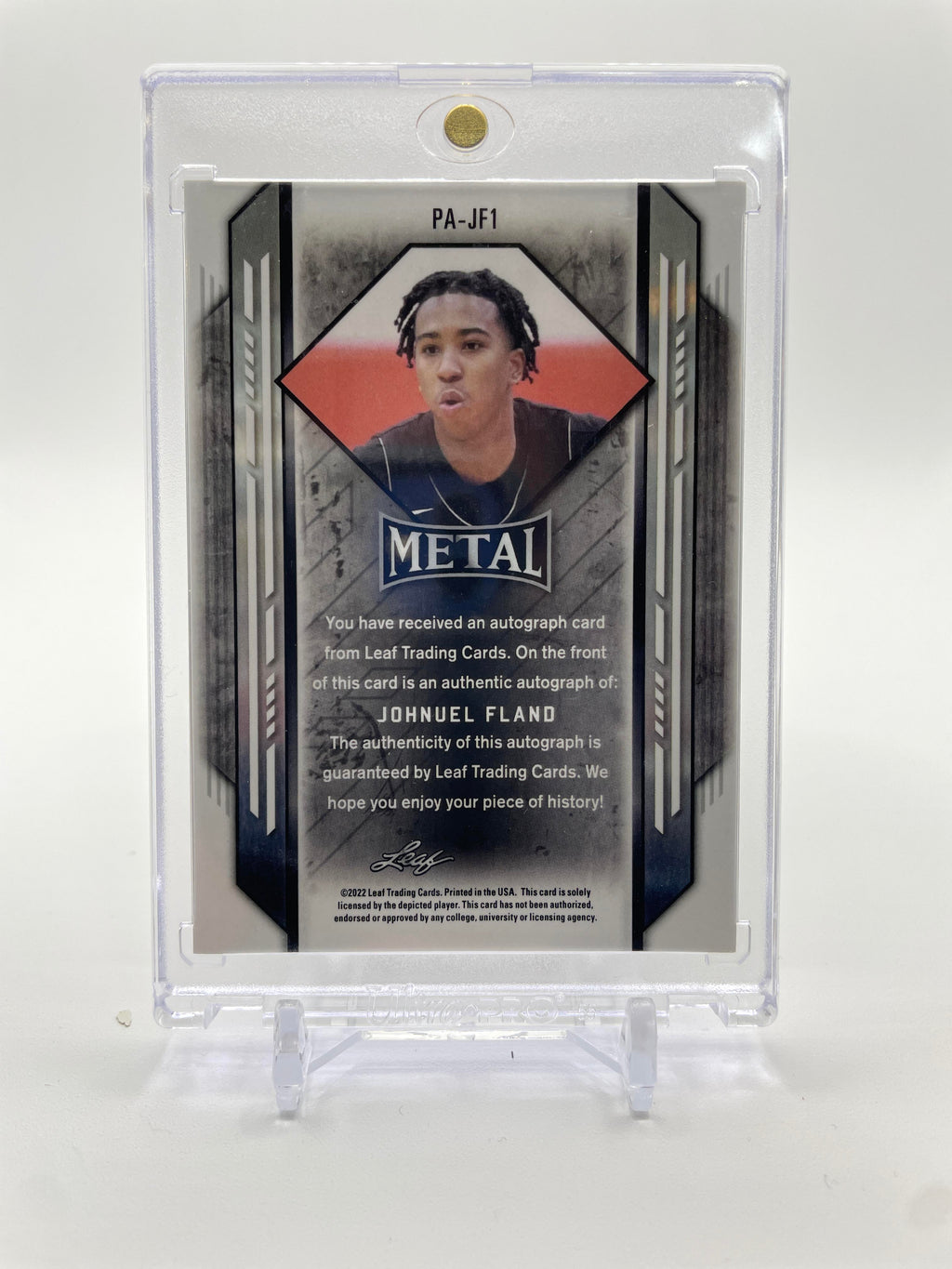 2021-22 Leaf Metal Johnuel Fland Silver Prizm Portrait Rookie Auto #PA-JF1