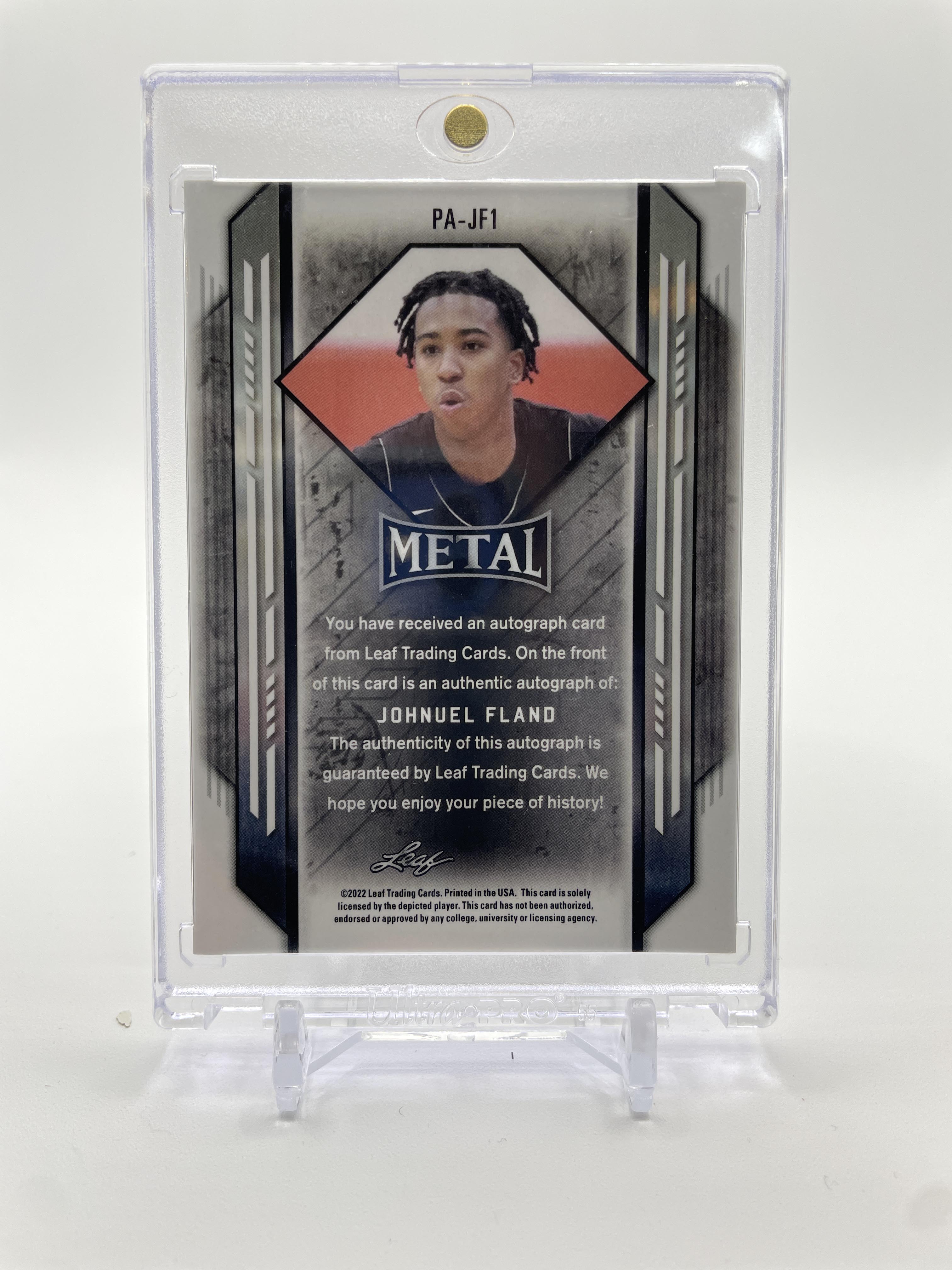 2021-22 Leaf Metal Johnuel Fland Silver Prizm Portrait Rookie Auto #PA-JF1