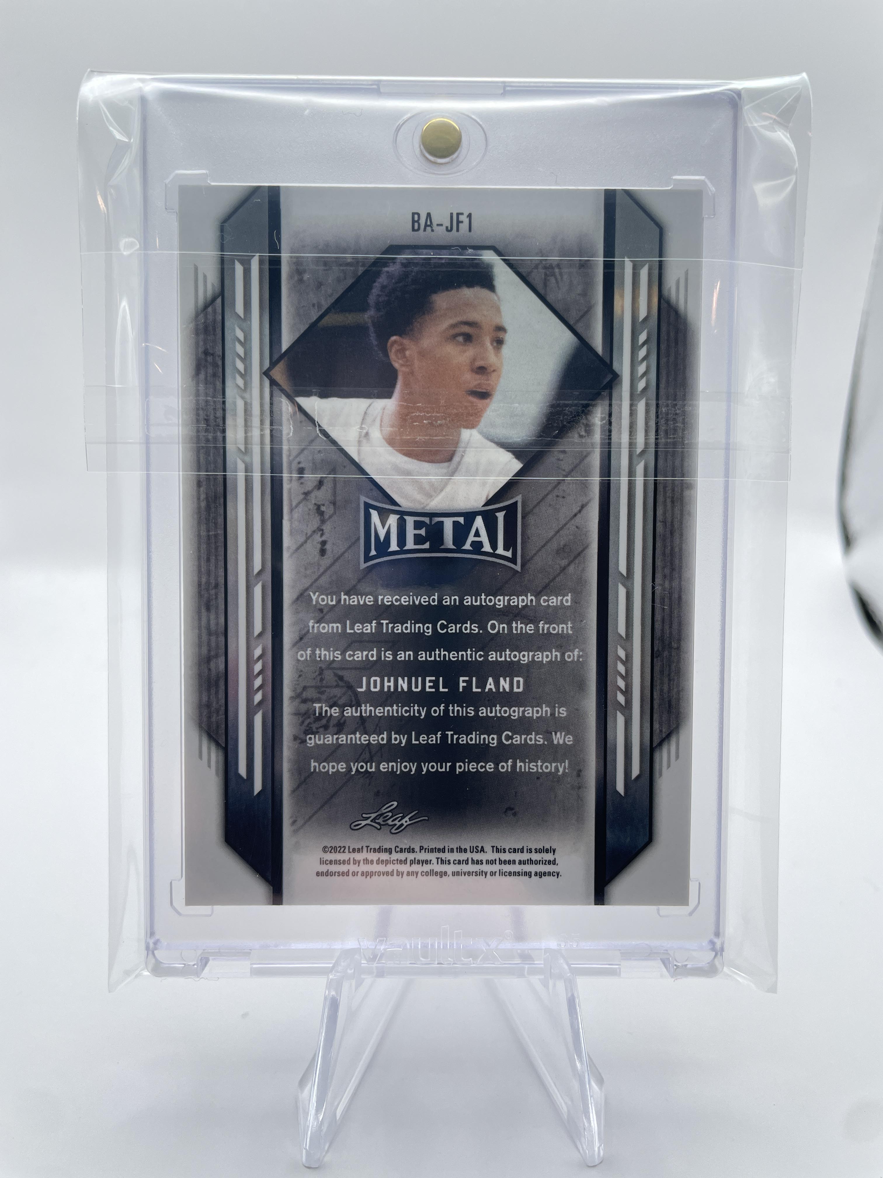 2021-22 Leaf Metal Johnuel Fland Silver Prizm Rookie Auto #BA-JF1