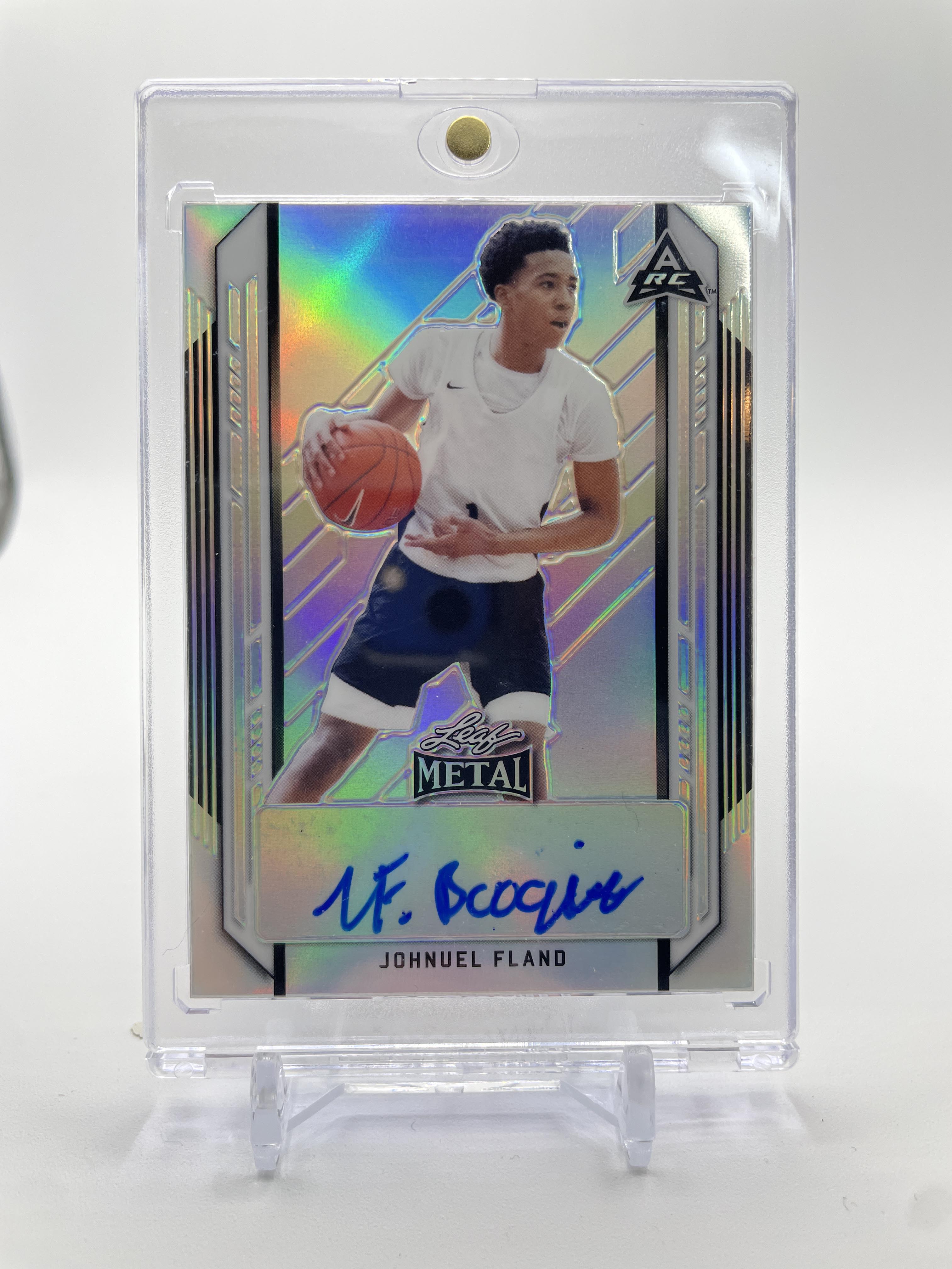 2021-22 Leaf Metal Johnuel Fland Silver Prizm Rookie Auto #BA-JF1