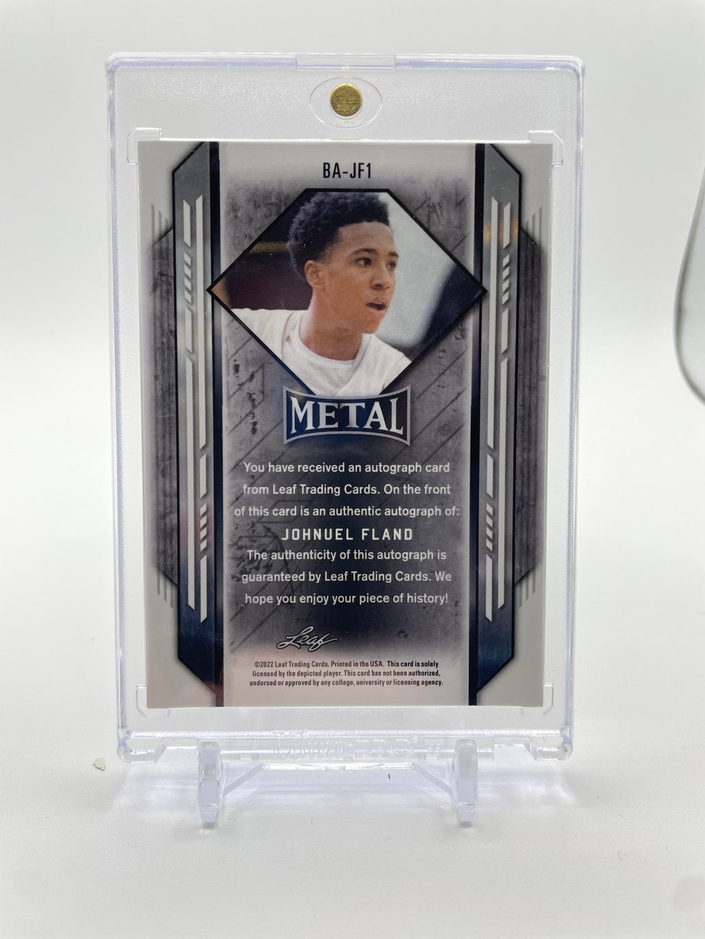 2021-22 Leaf Metal Johnuel Fland Silver Prizm Rookie Auto #BA-JF1