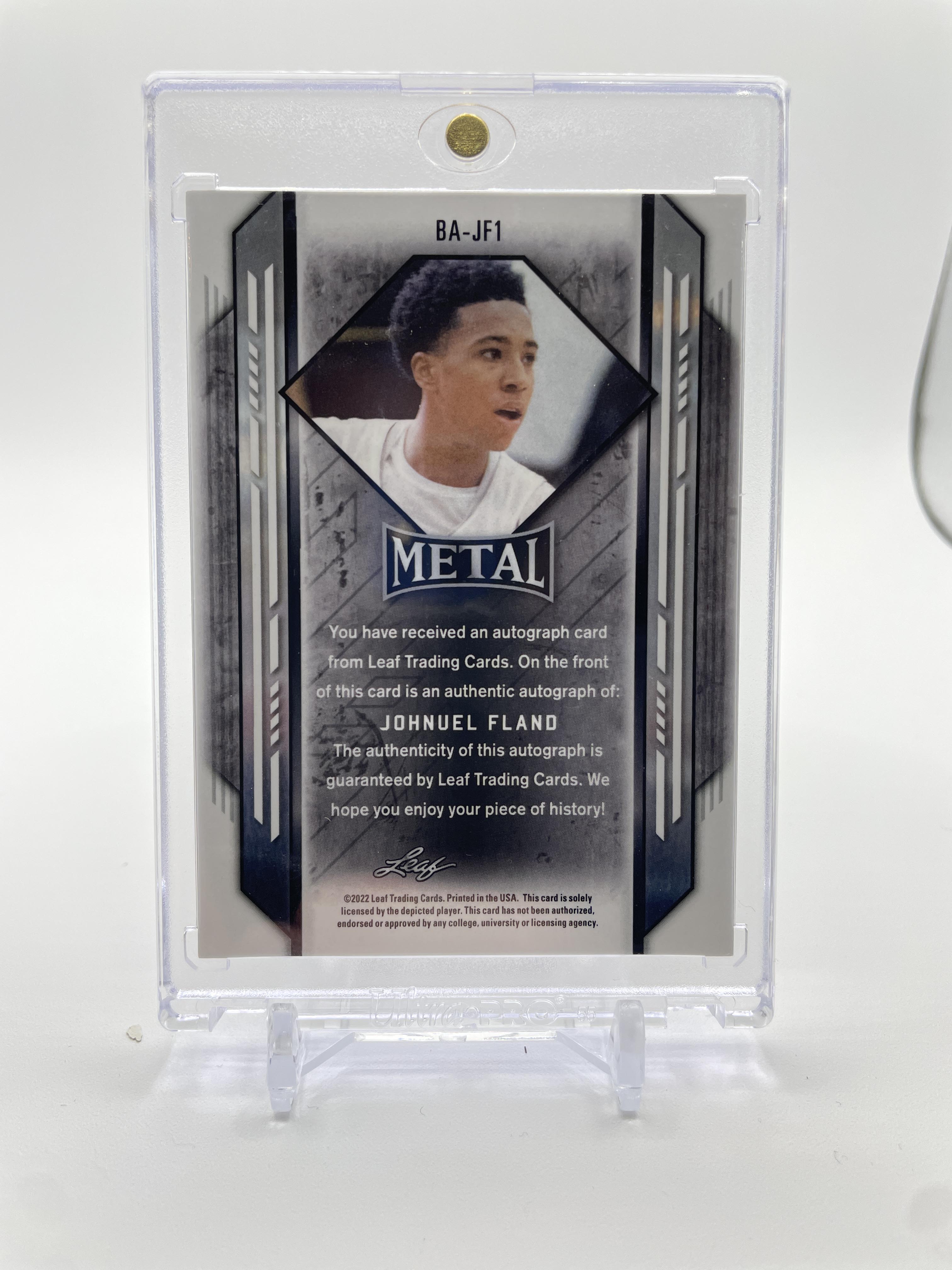 2021-22 Leaf Metal Johnuel Fland Silver Prizm Rookie Auto #BA-JF1