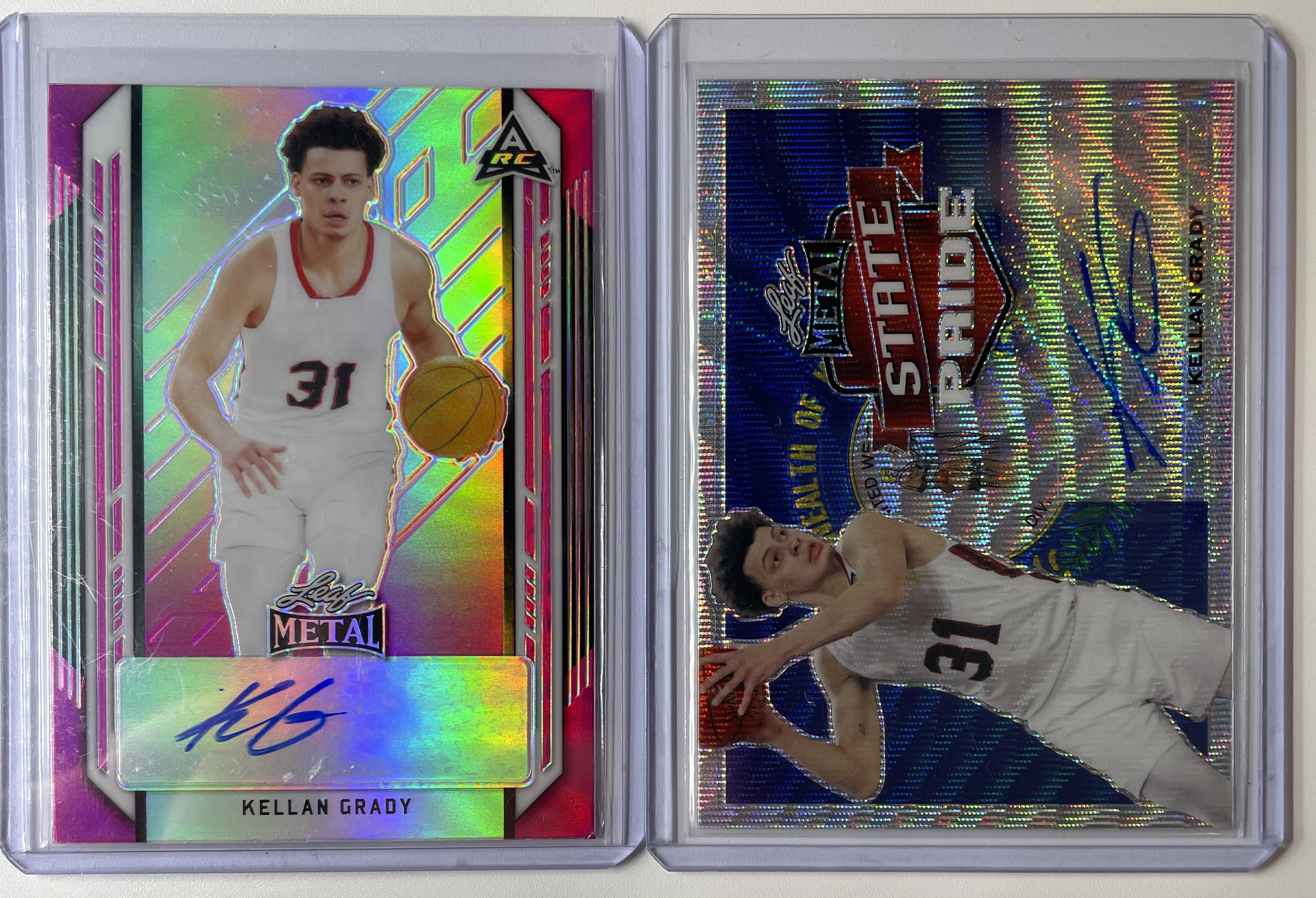 2021-22 Leaf Metal Kellan Grady State Pride Rookie Auto + Pink Prizm /25