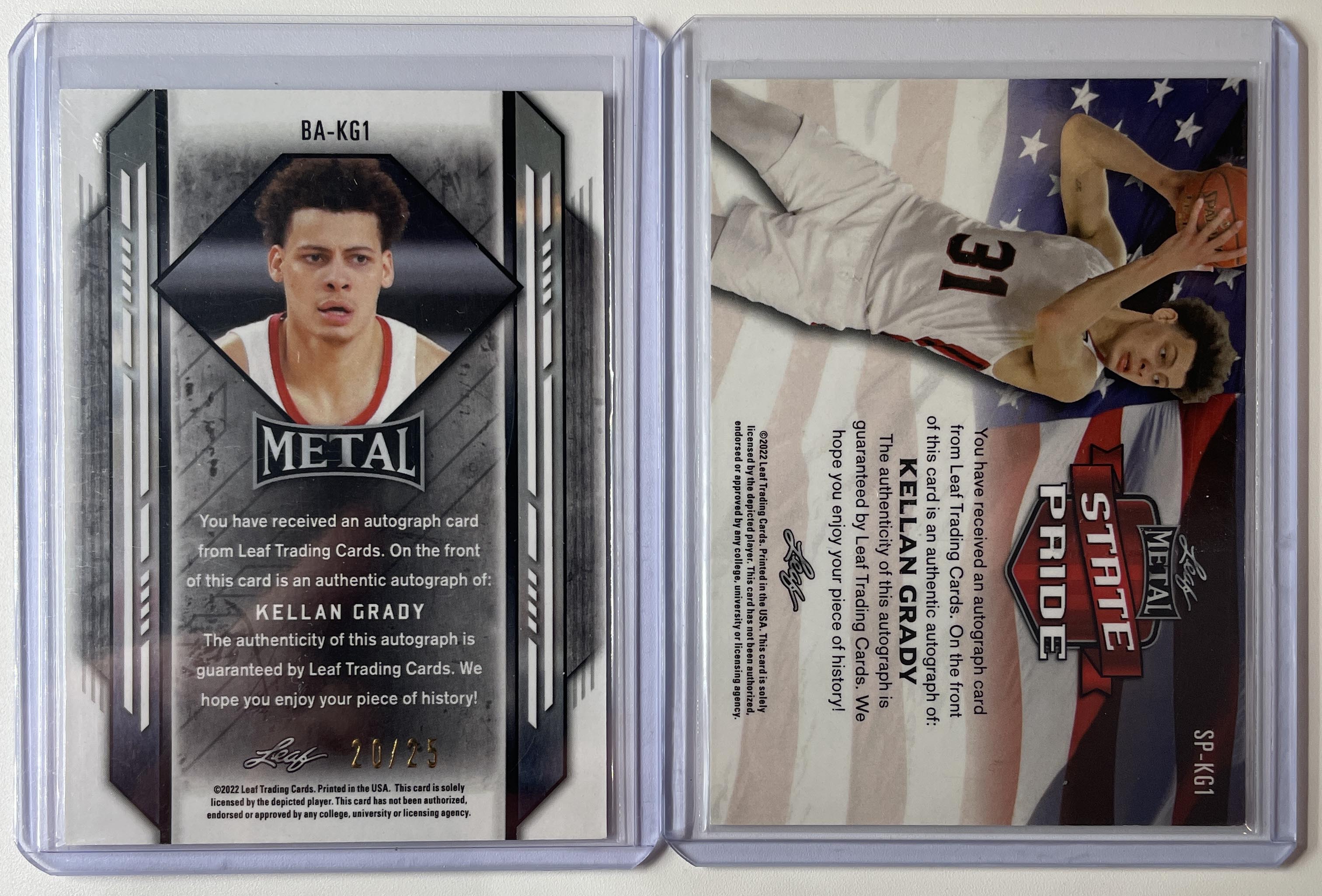 2021-22 Leaf Metal Kellan Grady State Pride Rookie Auto + Pink Prizm /25
