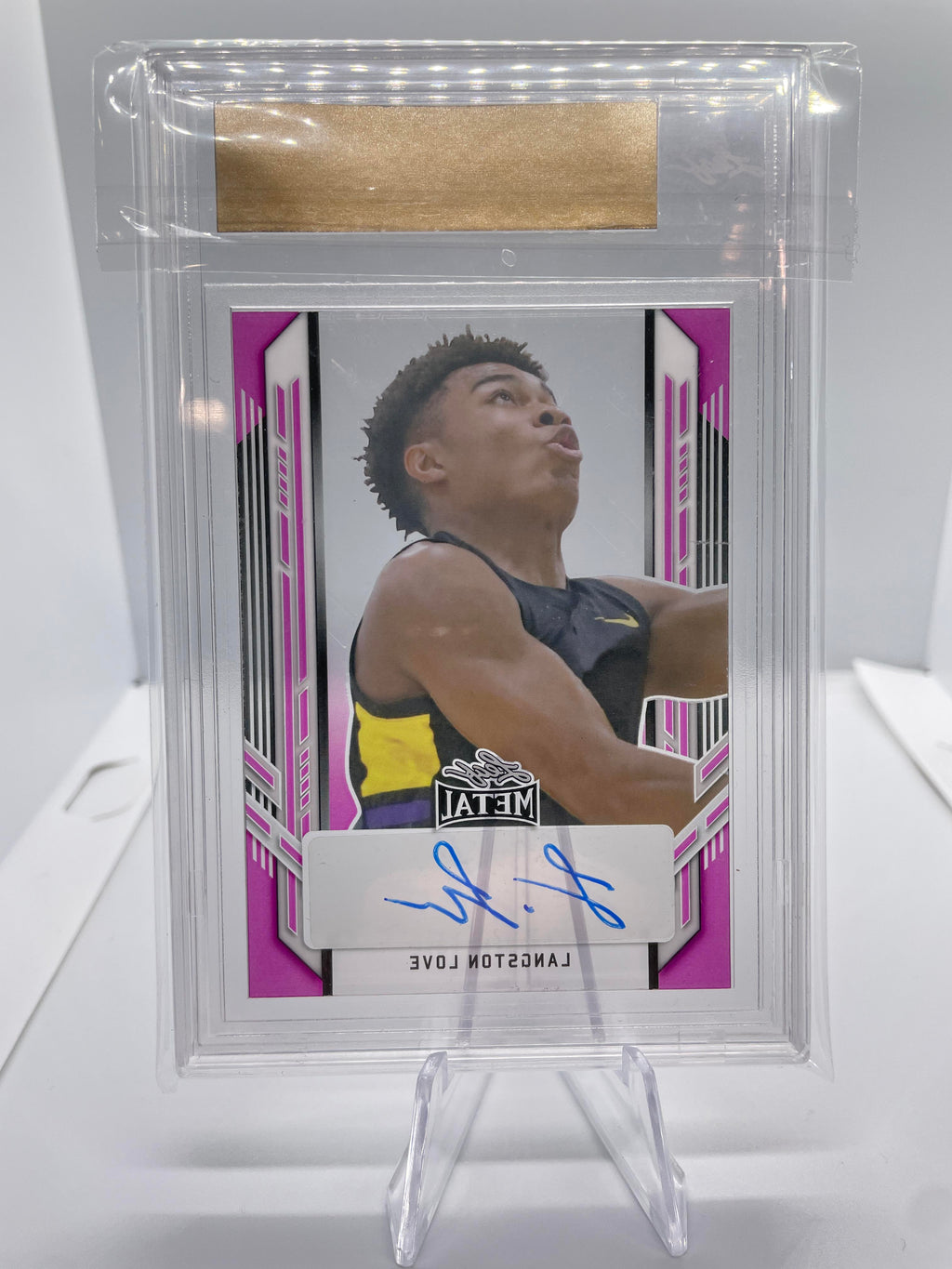 2021-22 Leaf Metal Langston Love Clear Pink Production Proof Rookie Auto 1/1