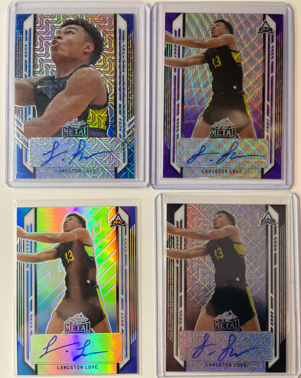 2021-22 Leaf Metal Langston Love Rookie Auto Set (x4) Black /5 Blue /20 /25 /50