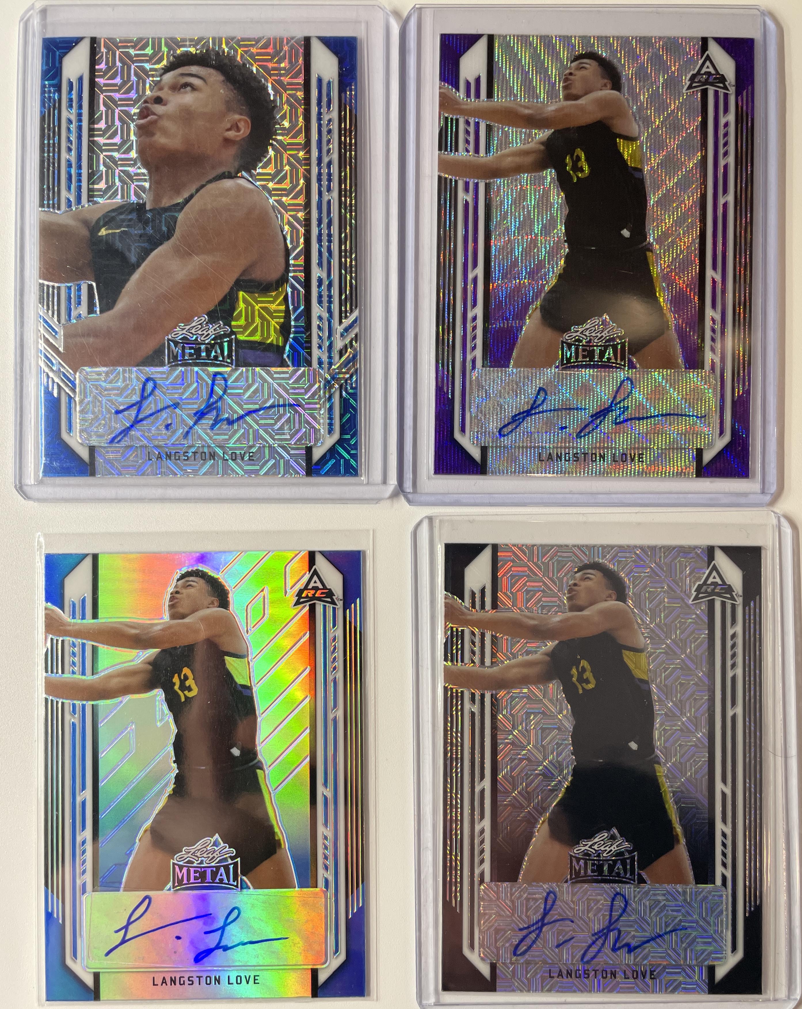 2021-22 Leaf Metal Langston Love Rookie Auto Set (x4) Black /5 Blue /20 /25 /50