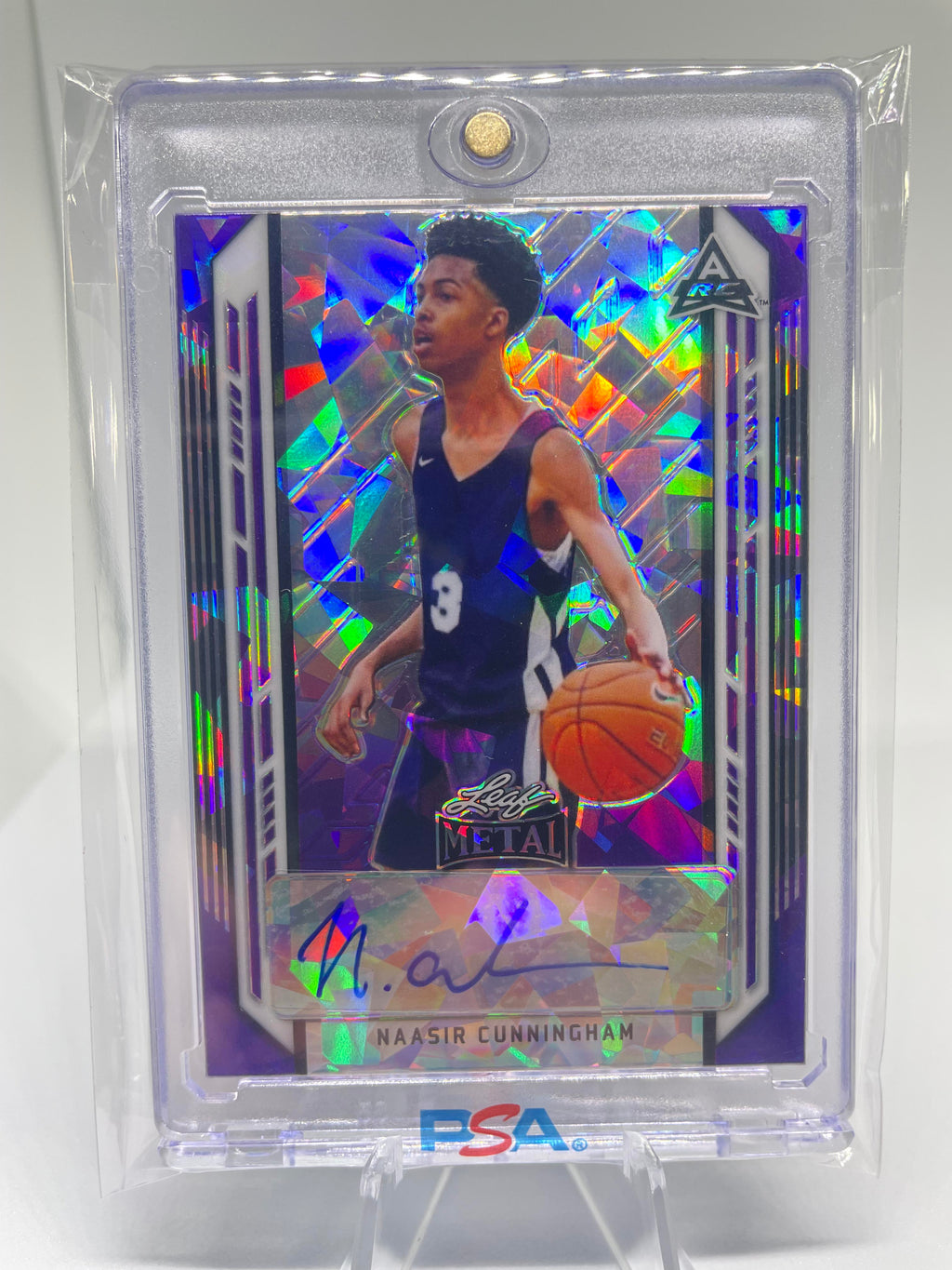 2021-22 Leaf Metal Naasir Cunningham Purple Crystal Rookie Auto /20