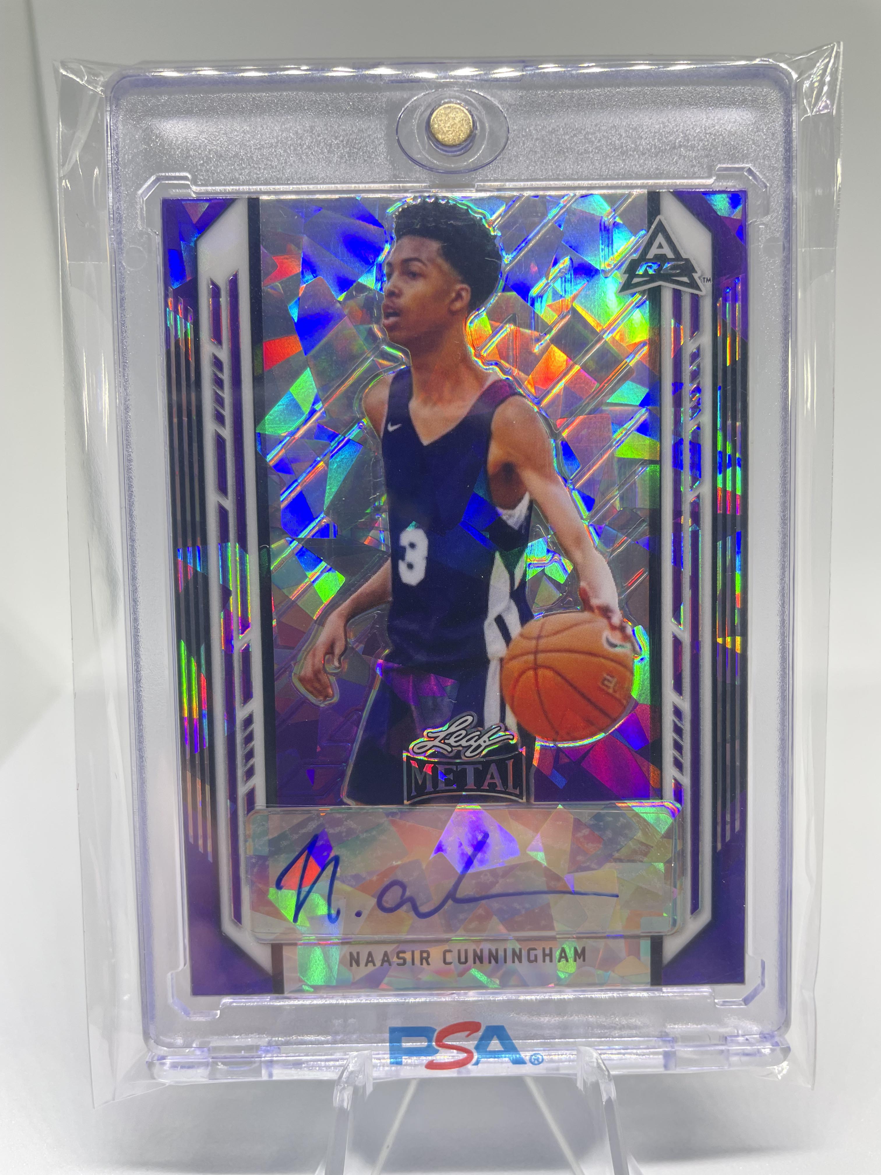 2021-22 Leaf Metal Naasir Cunningham Purple Crystal Rookie Auto /20