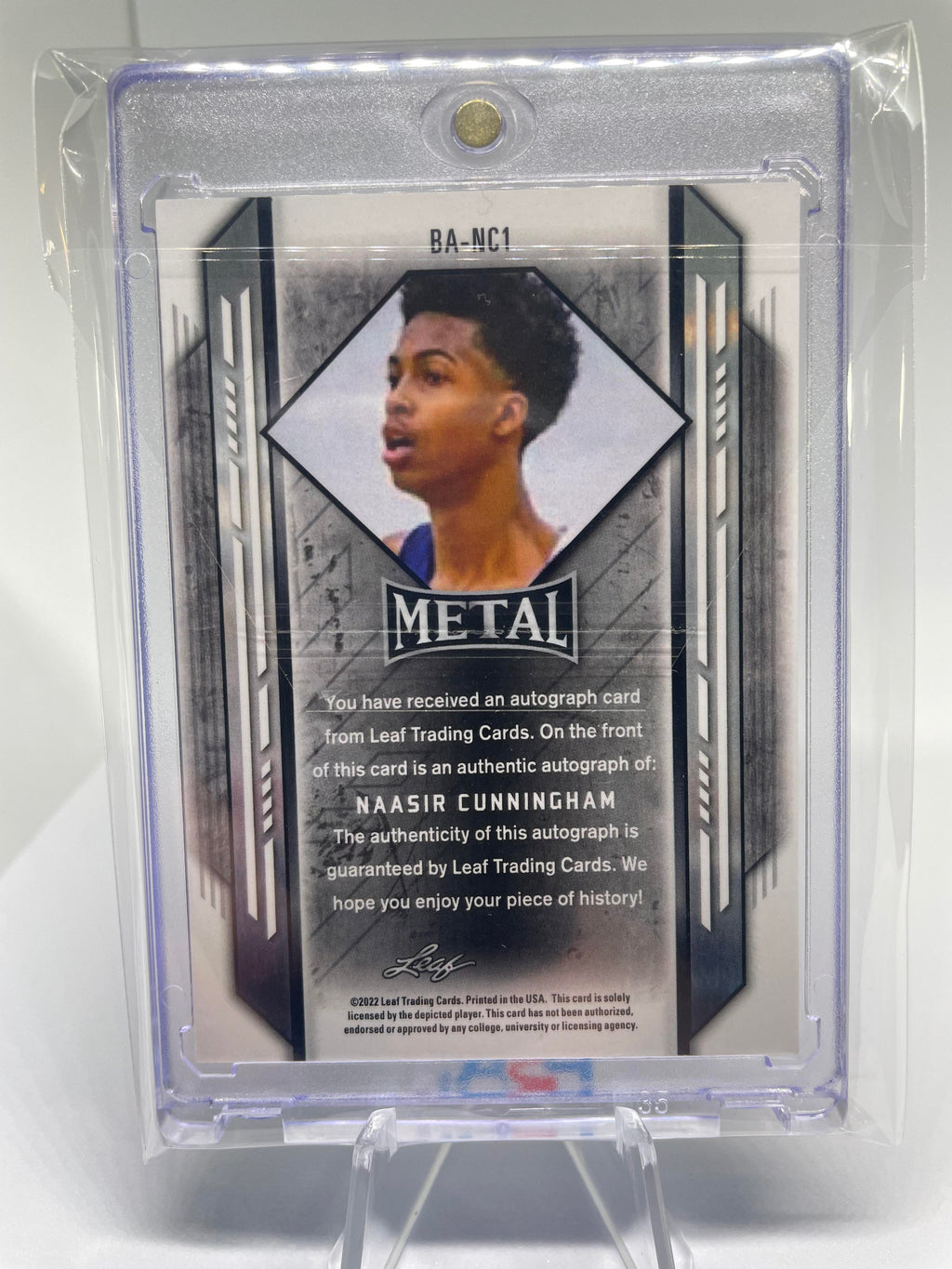 2021-22 Leaf Metal Naasir Cunningham Silver Prizm Rookie Auto #BA-NC1