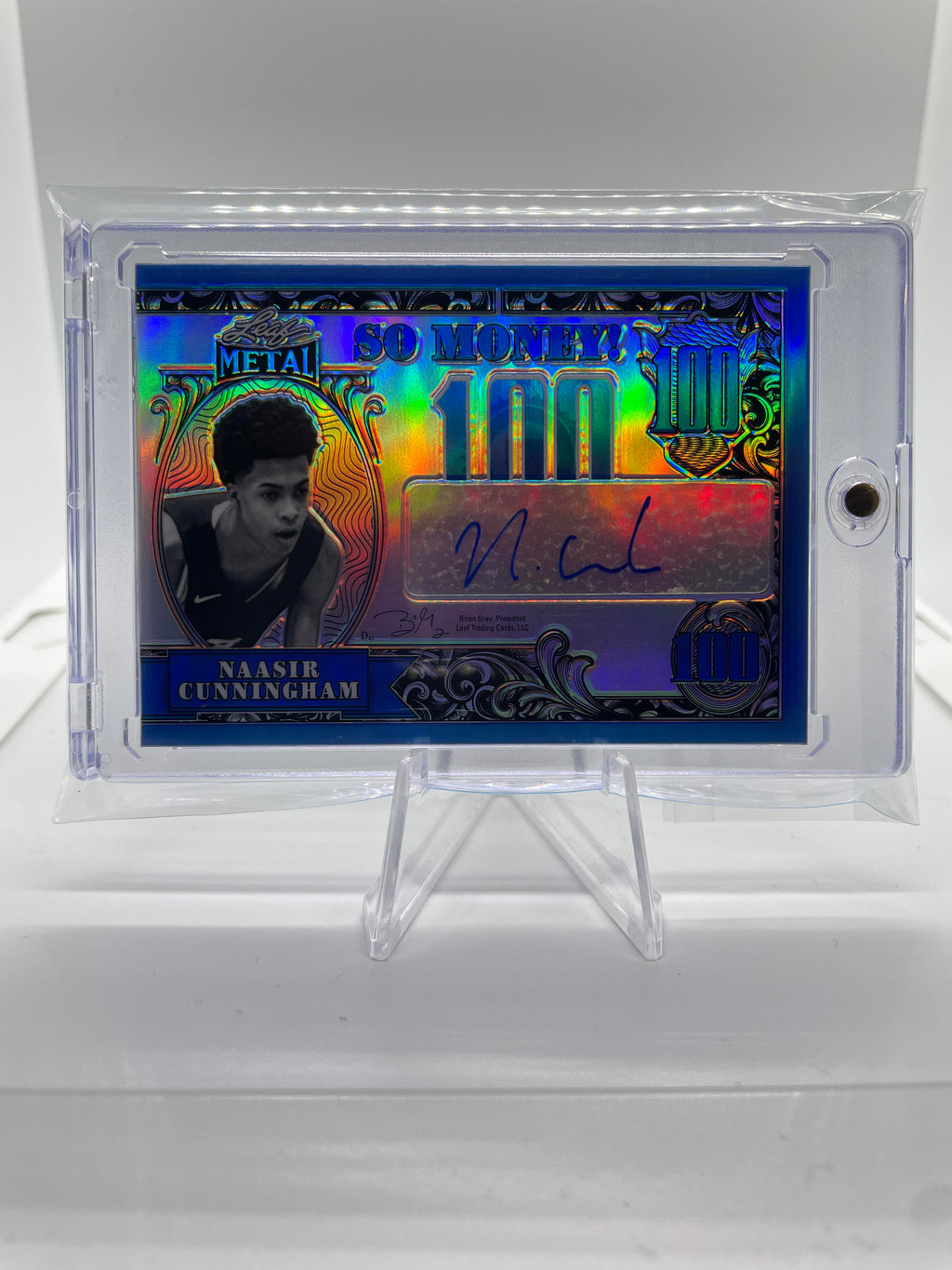 2021-22 Leaf Metal Naasir Cunningham So Money Blue Prizm Rookie Auto /50