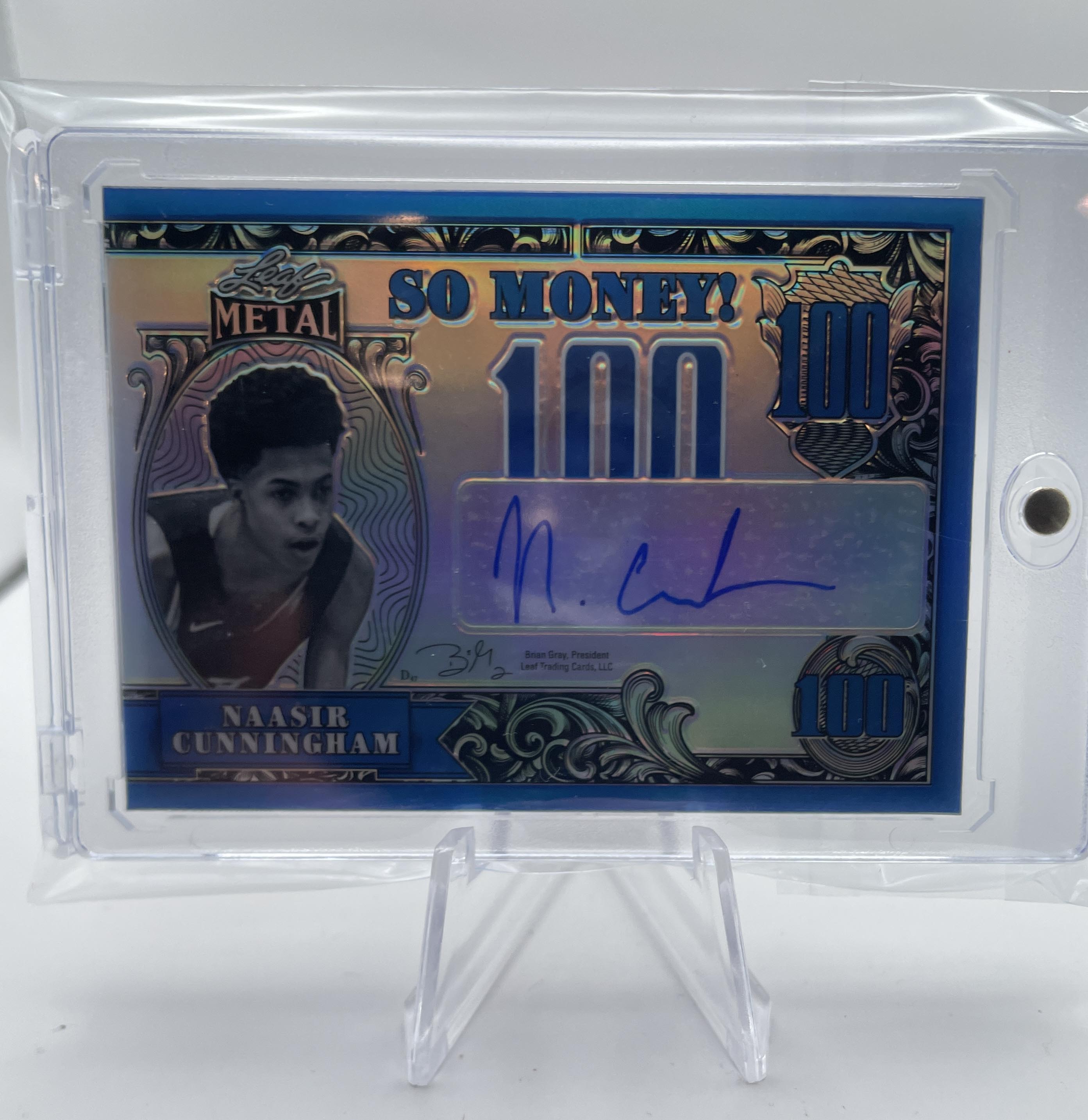 2021-22 Leaf Metal Naasir Cunningham So Money Blue Prizm Rookie Auto /50