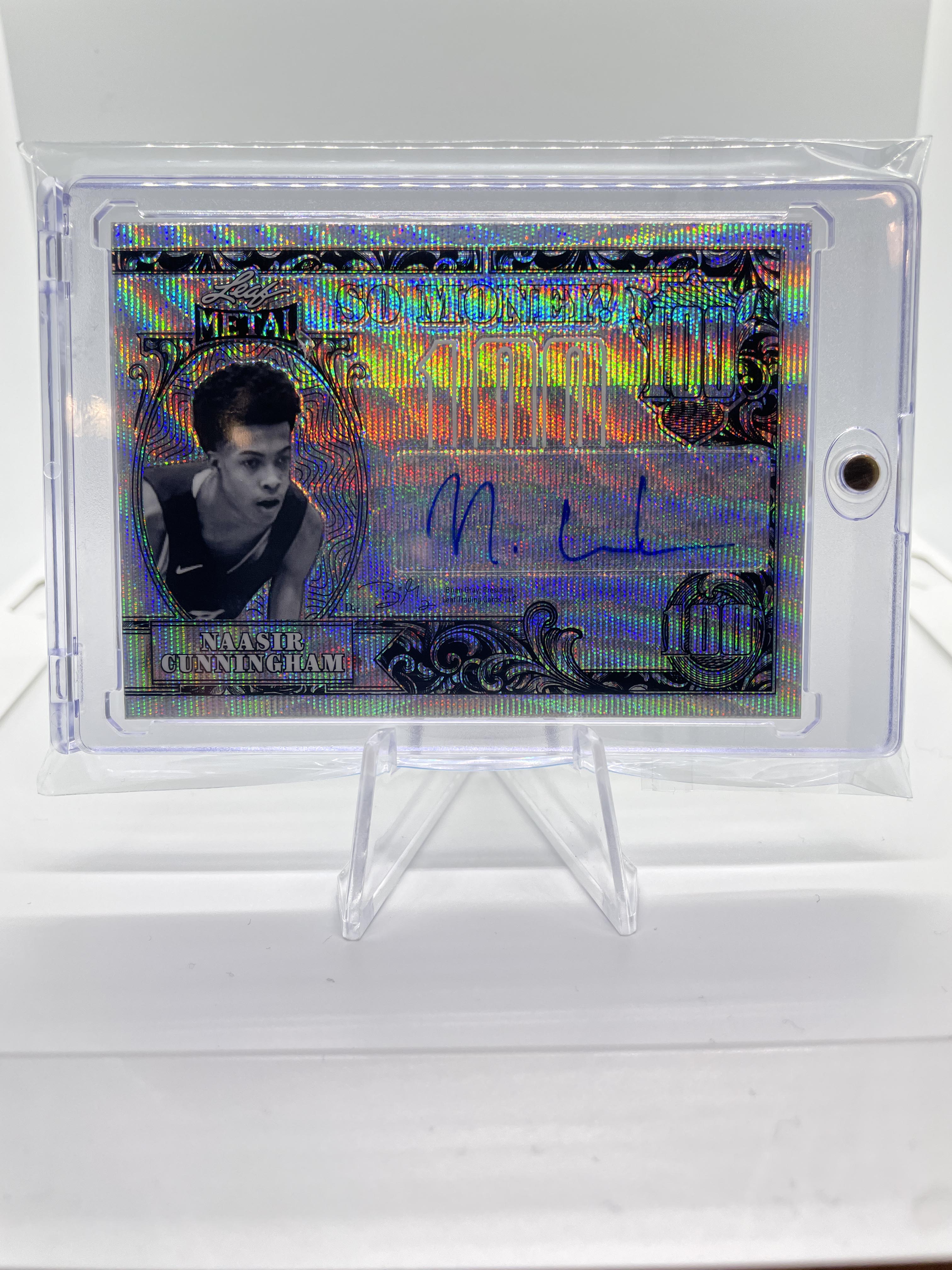 2021-22 Leaf Metal Naasir Cunningham So Money Mojo Prizm SP Rookie Auto