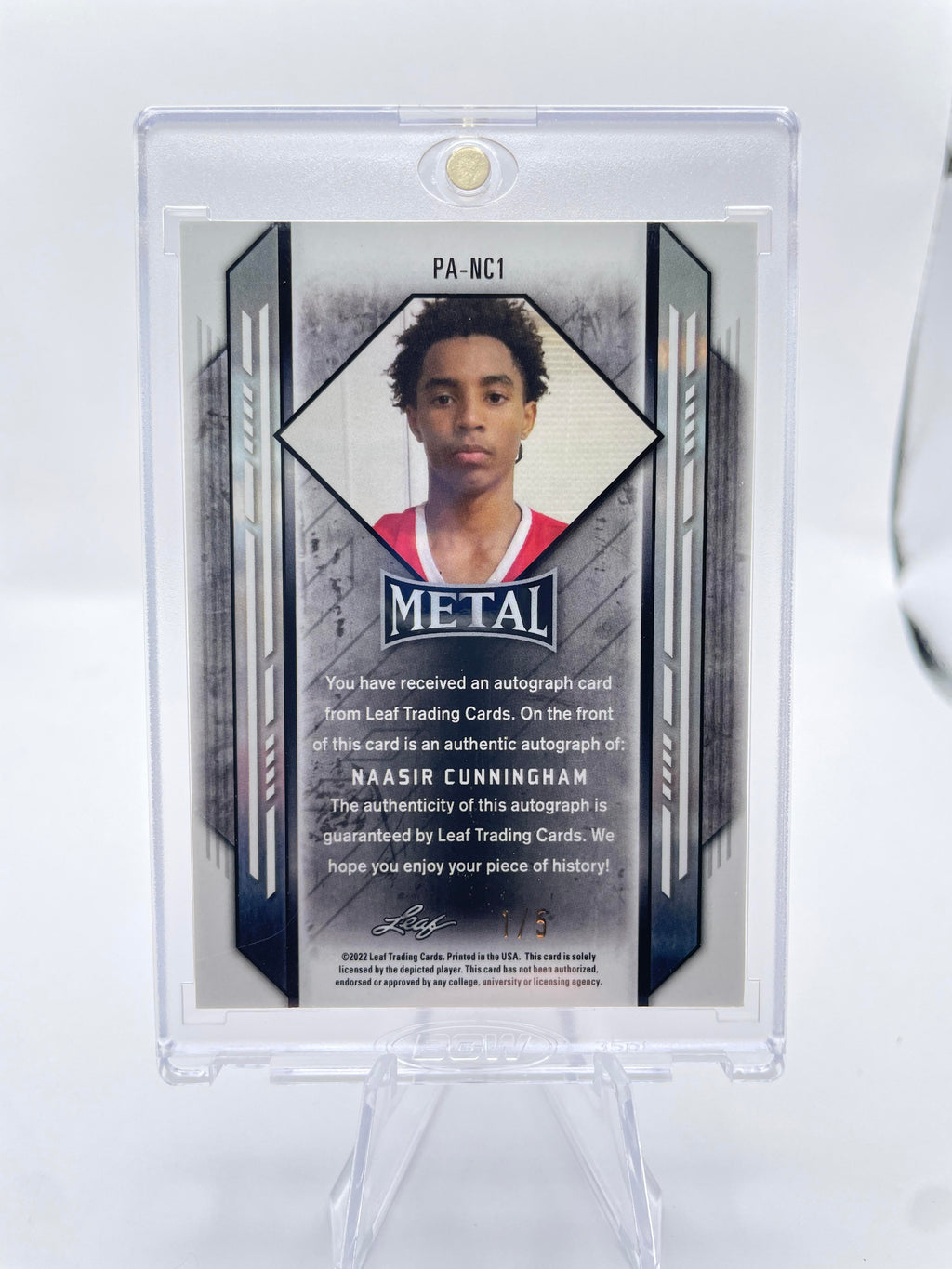 2021-22 Leaf Metal Portrait Naasir Cunningham Orange Prizm Rookie Auto /5
