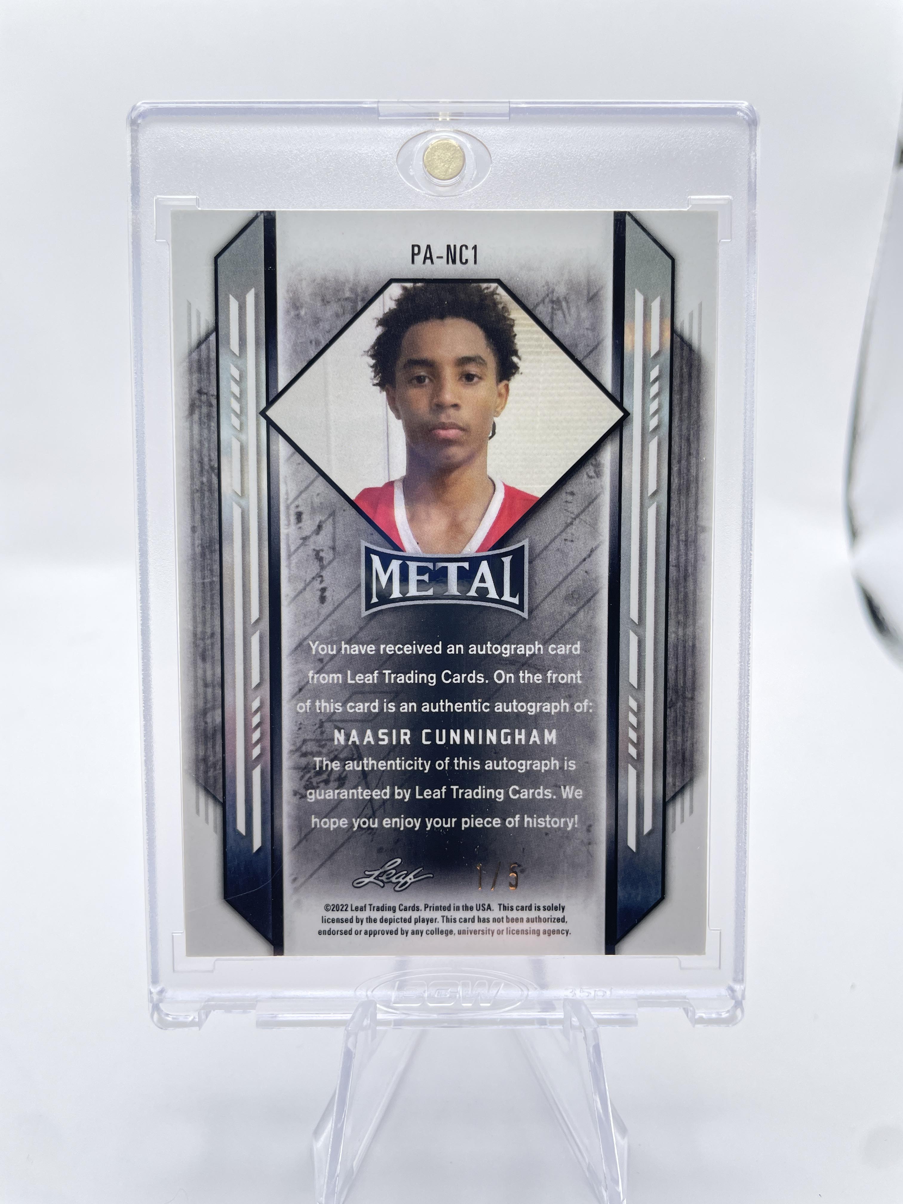 2021-22 Leaf Metal Portrait Naasir Cunningham Orange Prizm Rookie Auto /5