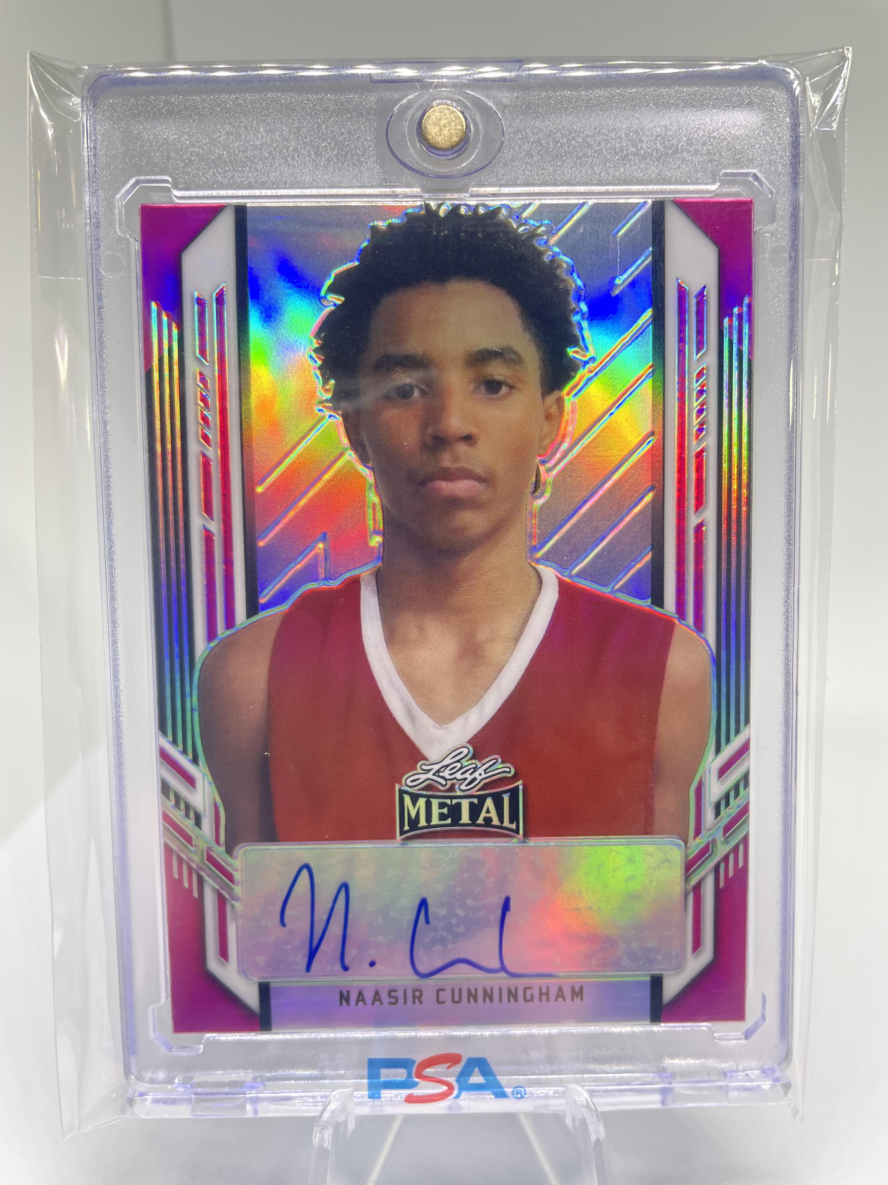 2021-22 Leaf Metal Portrait Naasir Cunningham Pink Rainbow Rookie Auto /25