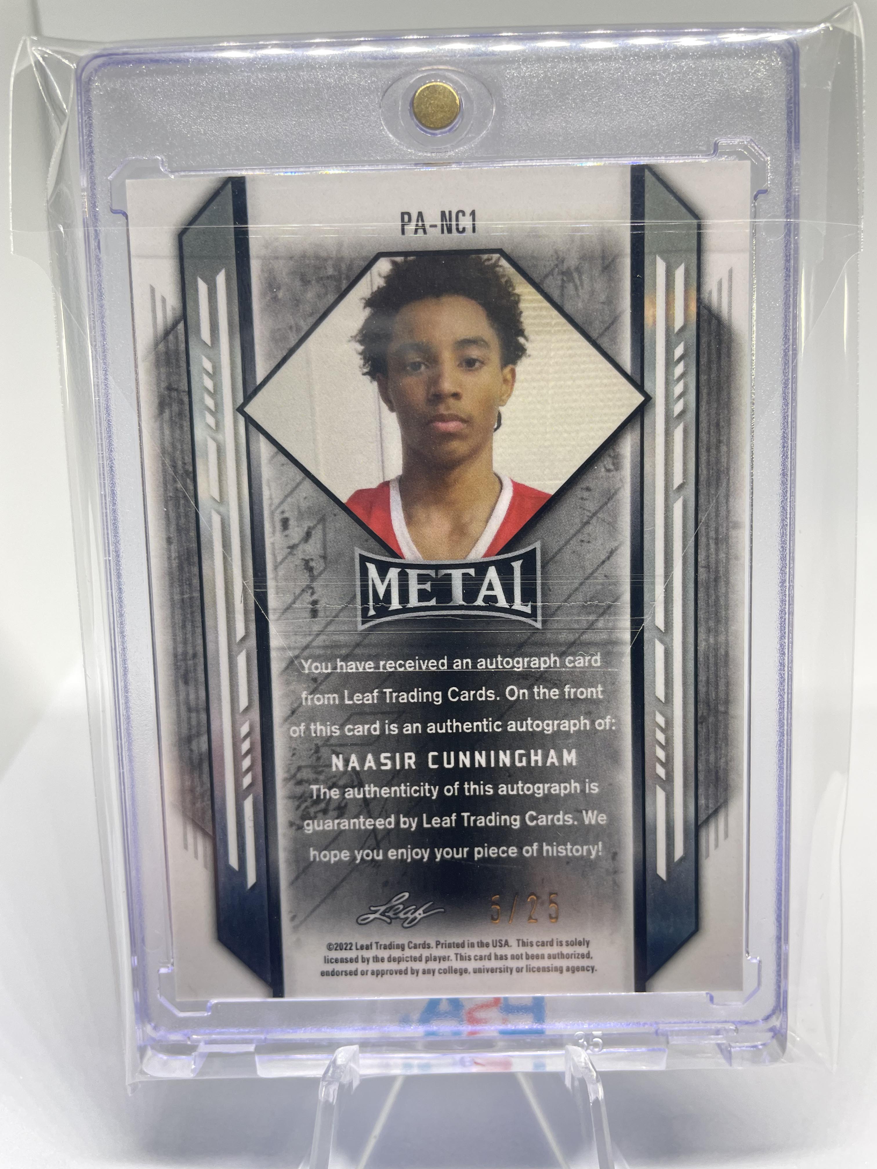2021-22 Leaf Metal Portrait Naasir Cunningham Pink Rainbow Rookie Auto /25