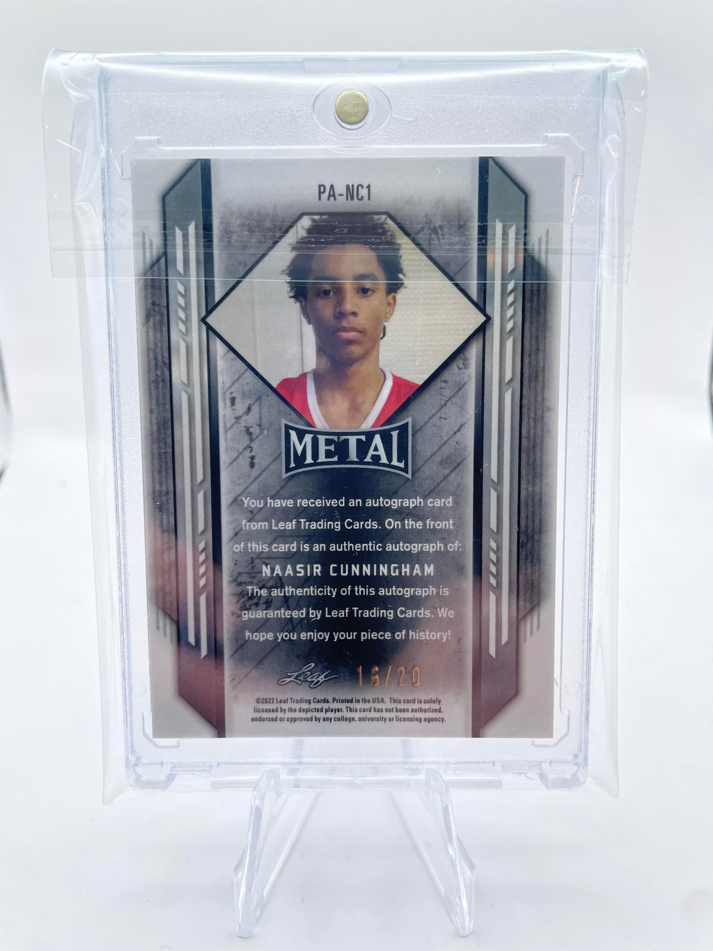 2021-22 Leaf Metal Portrait Naasir Cunningham Purple Ice Rookie Auto /20