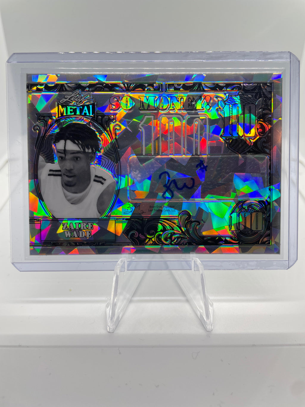 2021-22 Leaf Metal Zaire Wade So Money Cracked Ice Prizm Rookie Auto SP