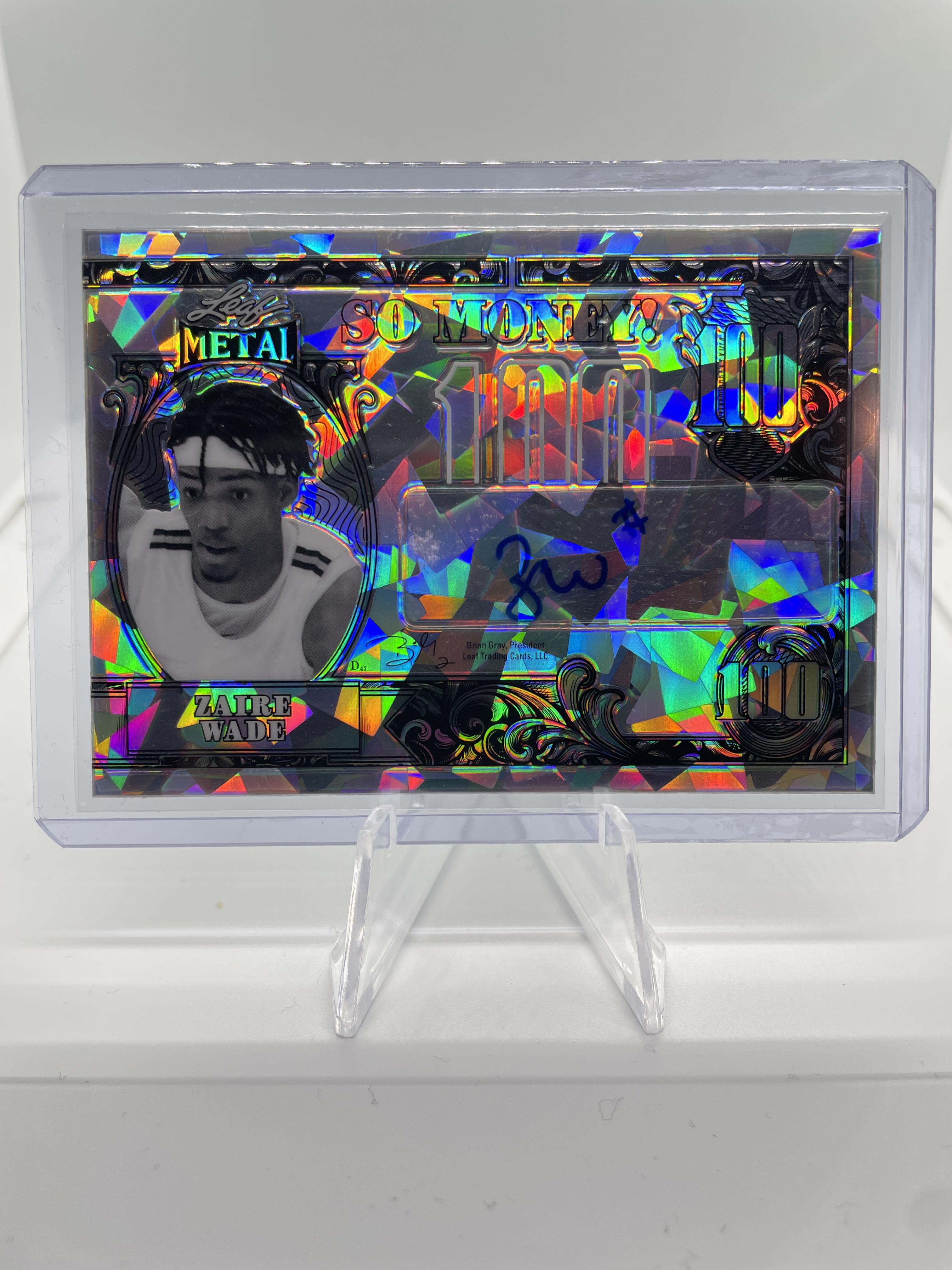 2021-22 Leaf Metal Zaire Wade So Money Cracked Ice Prizm Rookie Auto SP