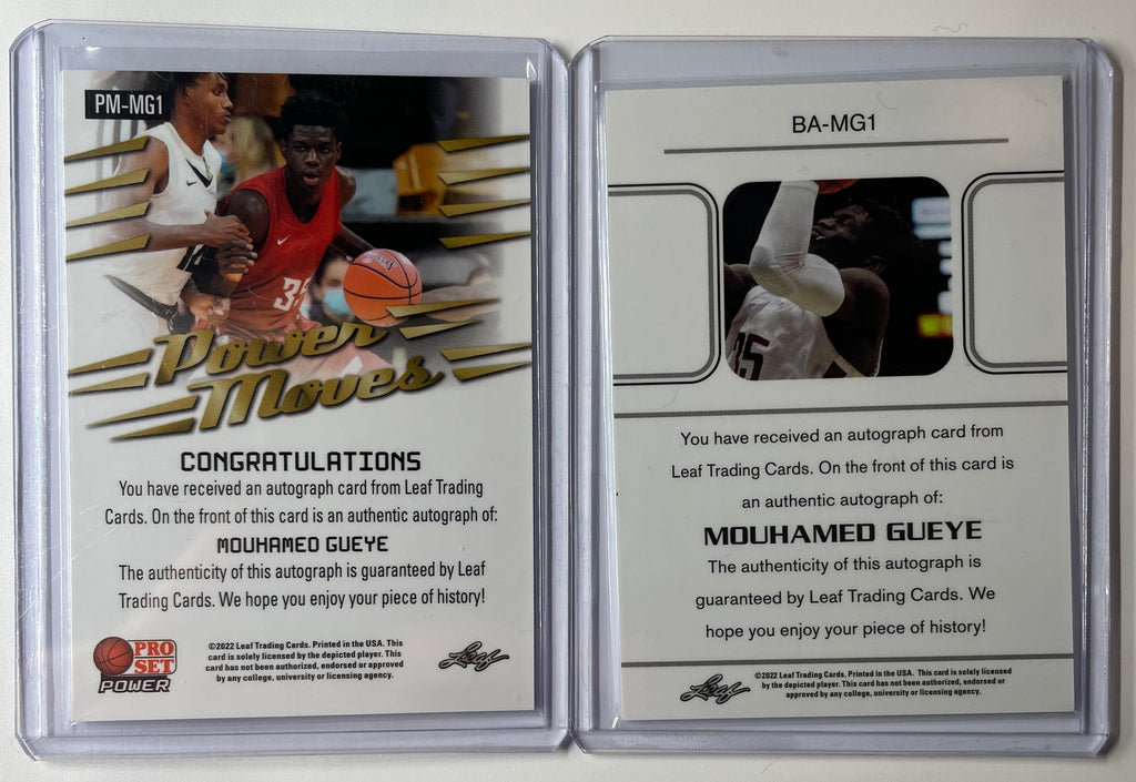 2021-22 Leaf Pro Set Mouhamed Gueye Platinum Rookie Auto /10 + Memories Bronze