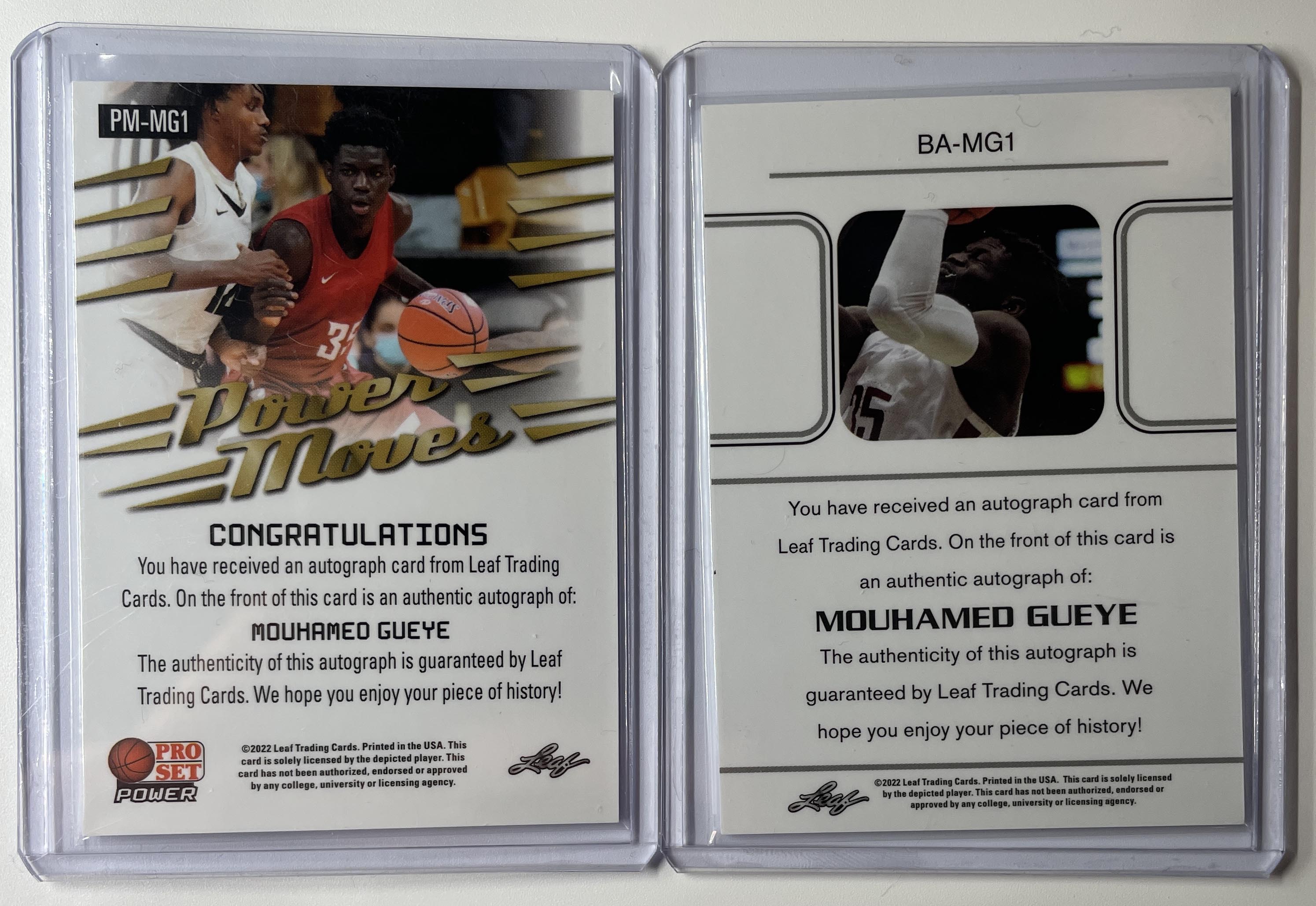 2021-22 Leaf Pro Set Mouhamed Gueye Platinum Rookie Auto /10 + Memories Bronze