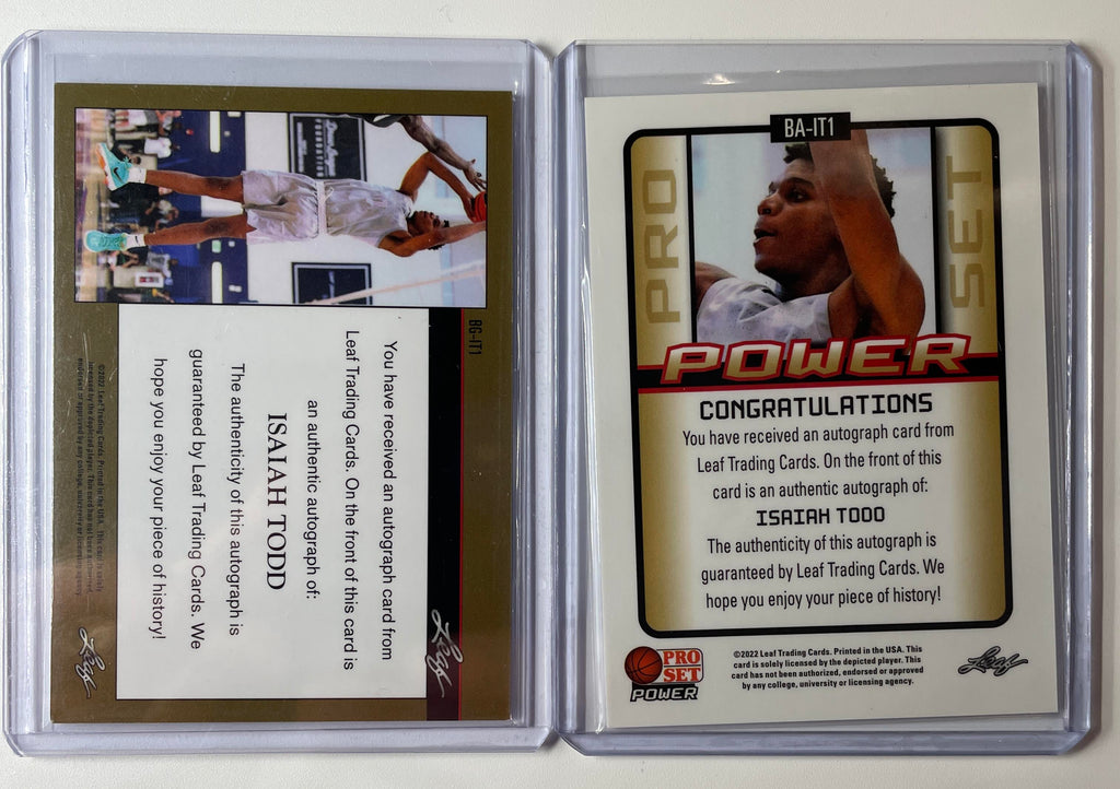 2021-22 Leaf Pro Set Power Isaiah Todd Aqua Rookie Auto /99 + Memories Bronze