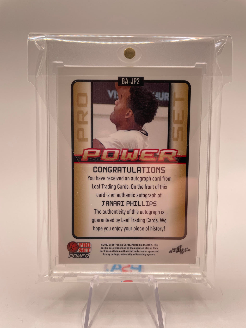 2021-22 Leaf Pro Set Power Jamari Phillips Platinum Parallel Rookie Auto /10