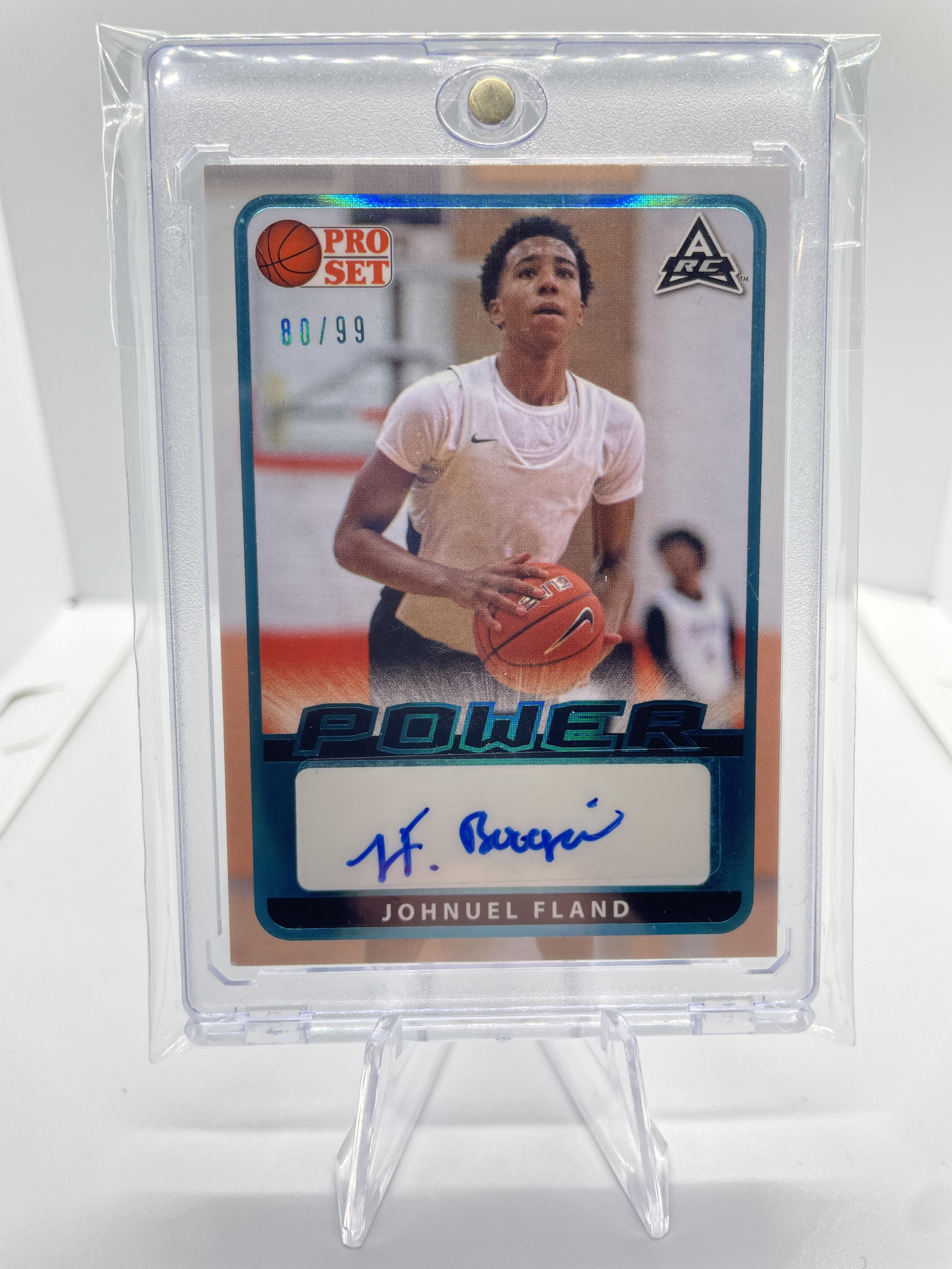2021-22 Leaf Pro Set Power Johnuel Fland Aqua Rookie Auto /99 #BA-JF1