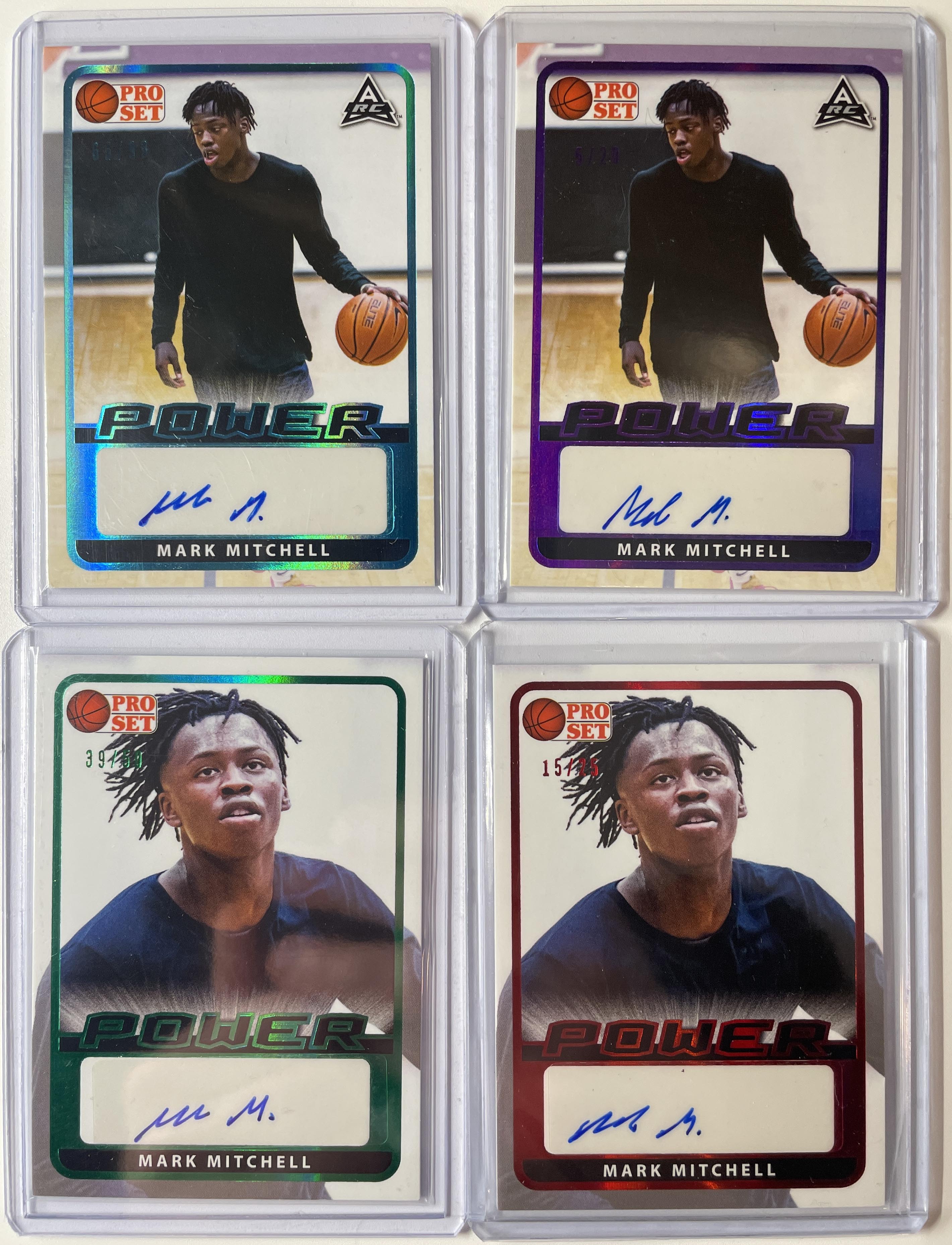 2021-22 Leaf Pro Set Power Mark Mitchell Rookie Auto Set (x4) /20 /25 /50 /99