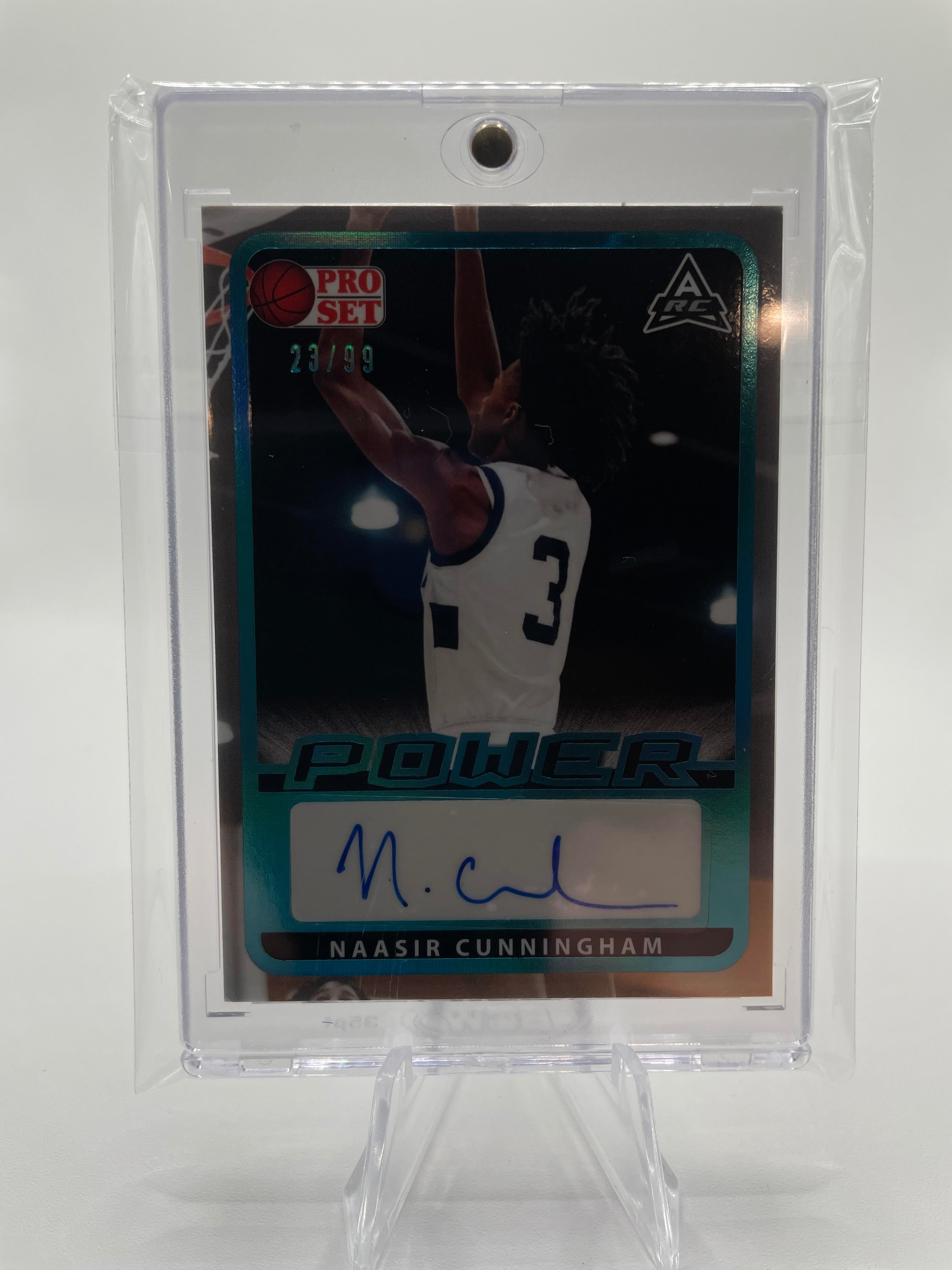 2021-22 Leaf Pro Set Power Naasir Cunningham Aqua Rookie Auto /99 #BA-NC1