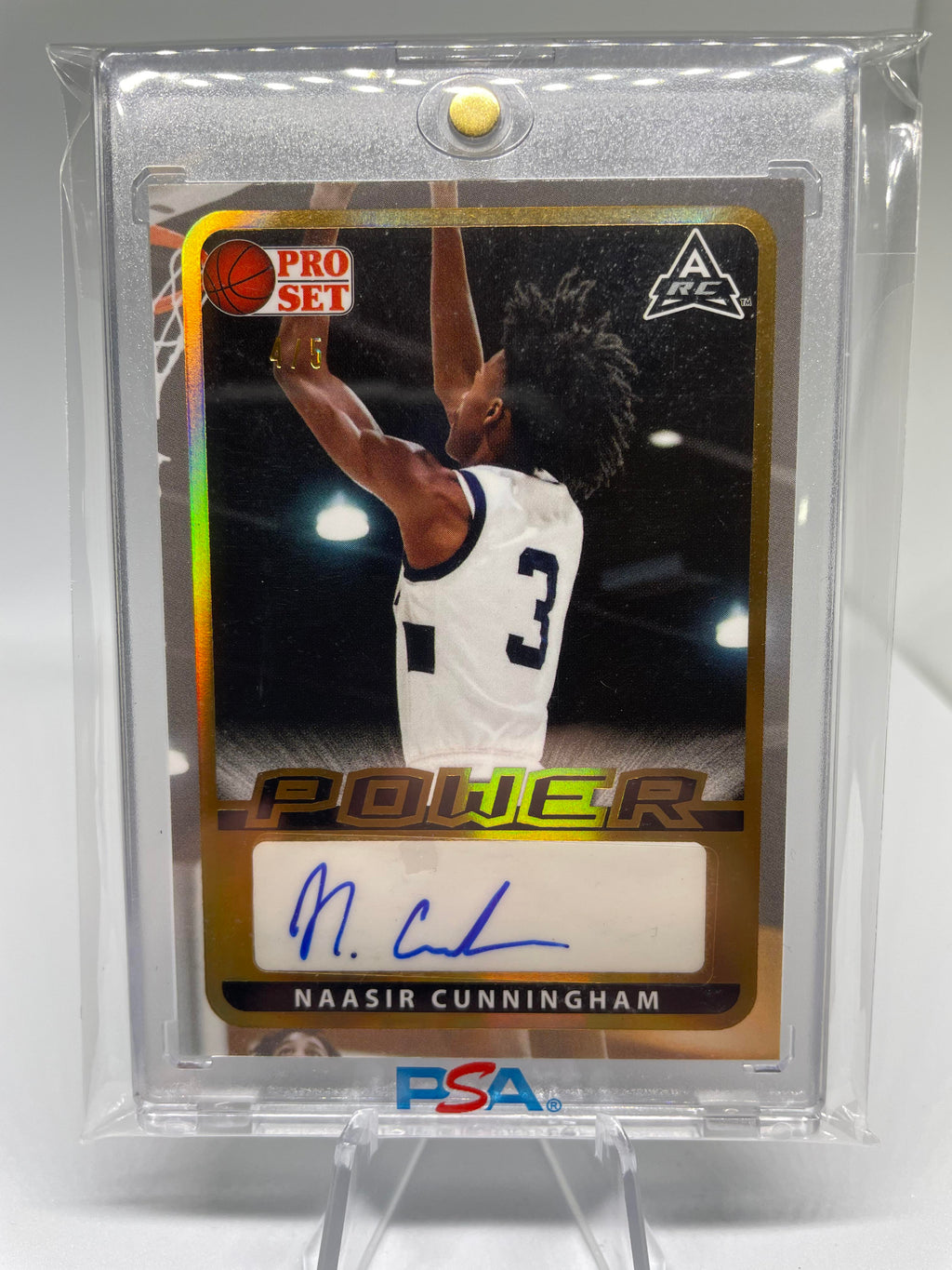 2021-22 Leaf Pro Set Power Naasir Cunningham Gold Rookie Auto /5