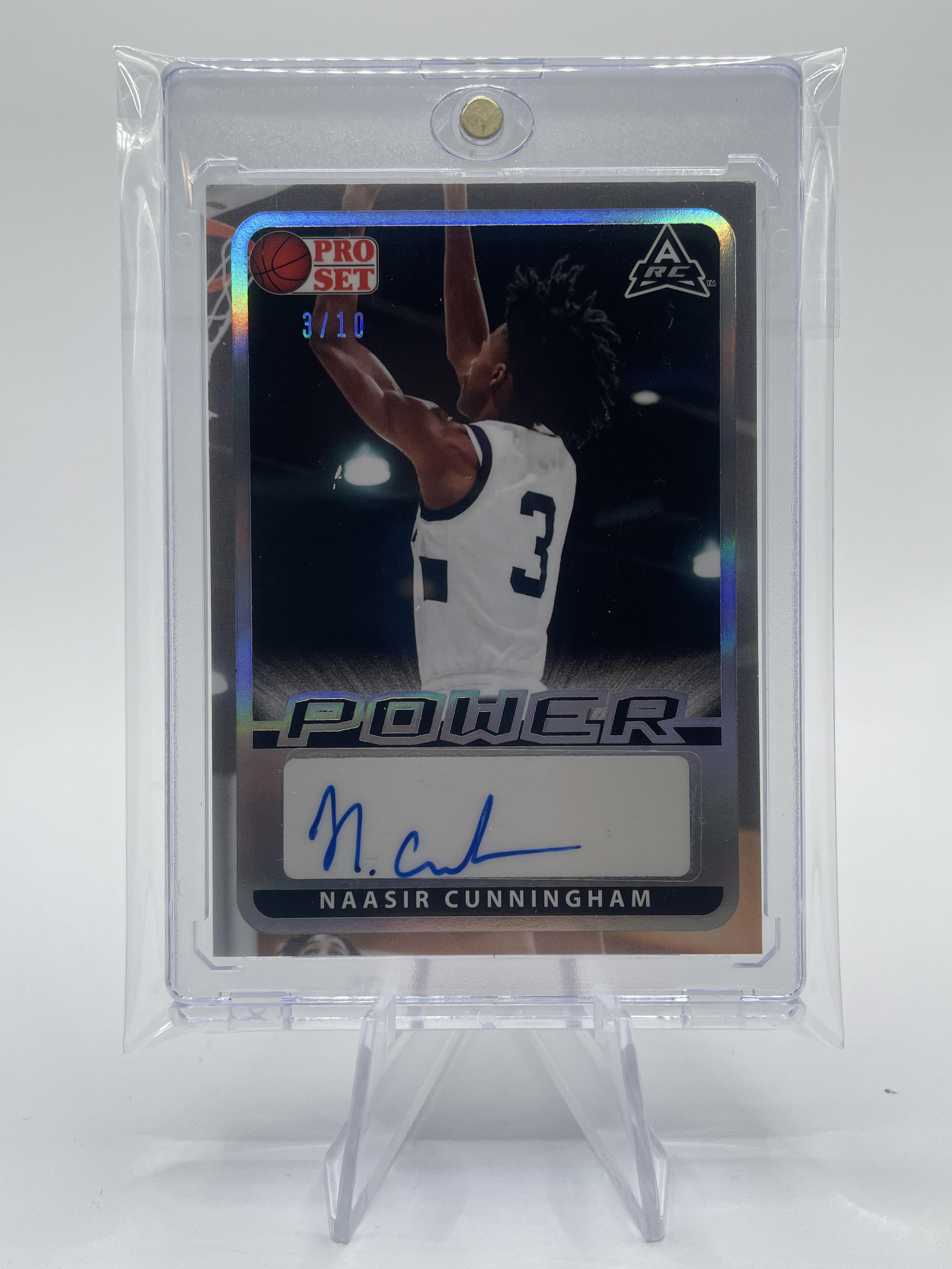 2021-22 Leaf Pro Set Power Naasir Cunningham Platinum Rookie Auto /10