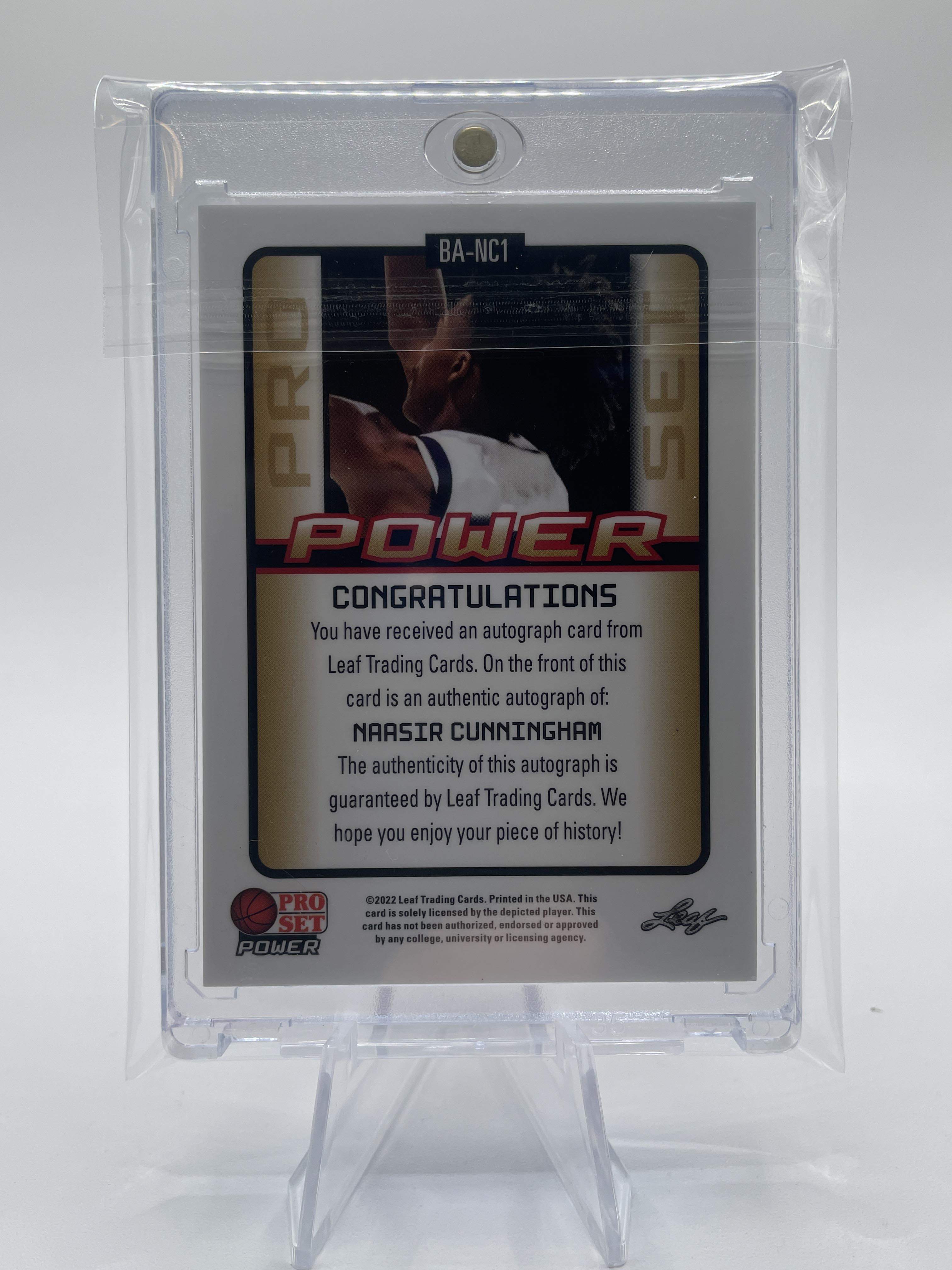 2021-22 Leaf Pro Set Power Naasir Cunningham Platinum Rookie Auto /10