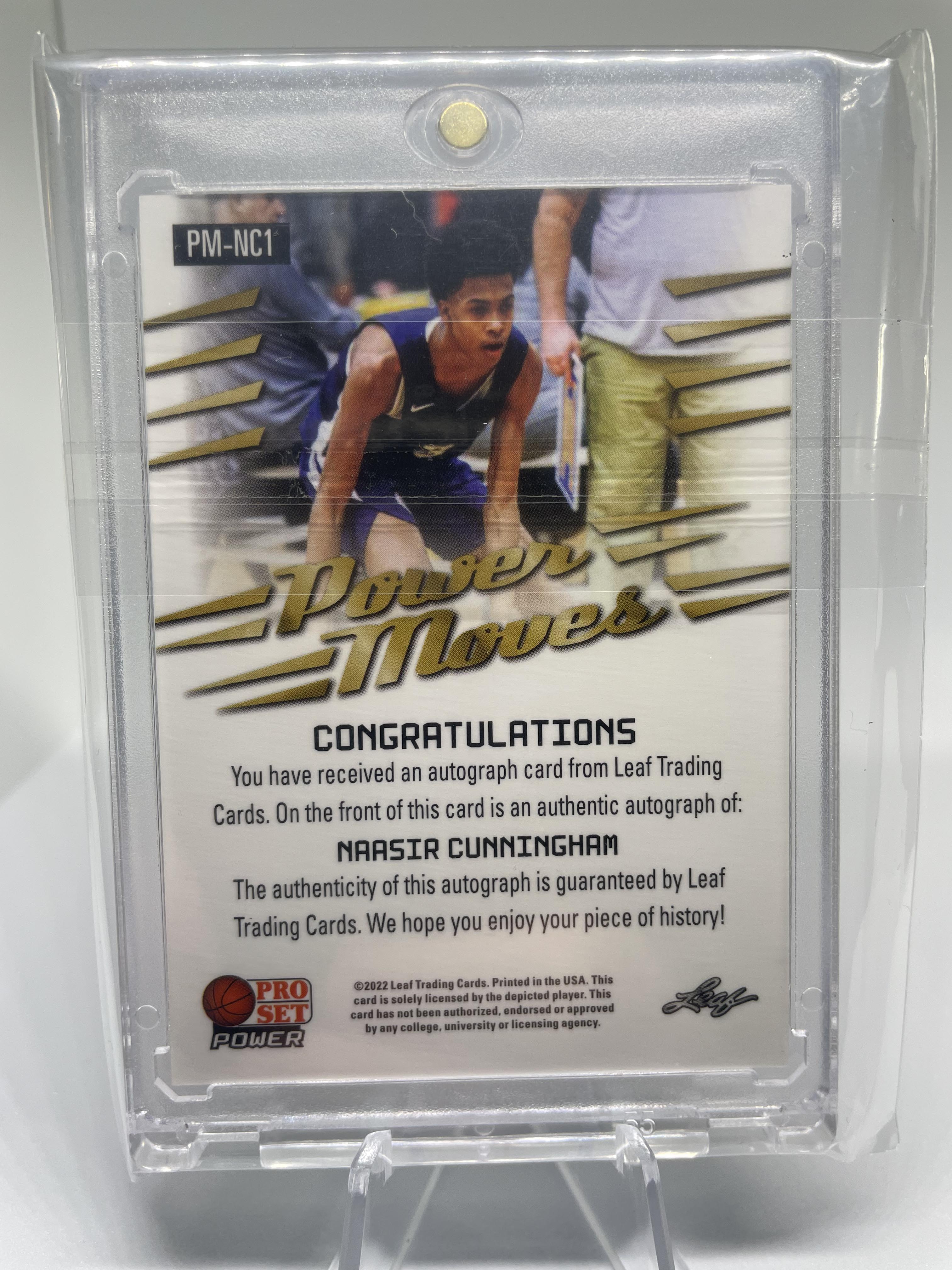 2021-22 Leaf Pro Set Power Naasir Cunningham Platinum Rookie Auto /99