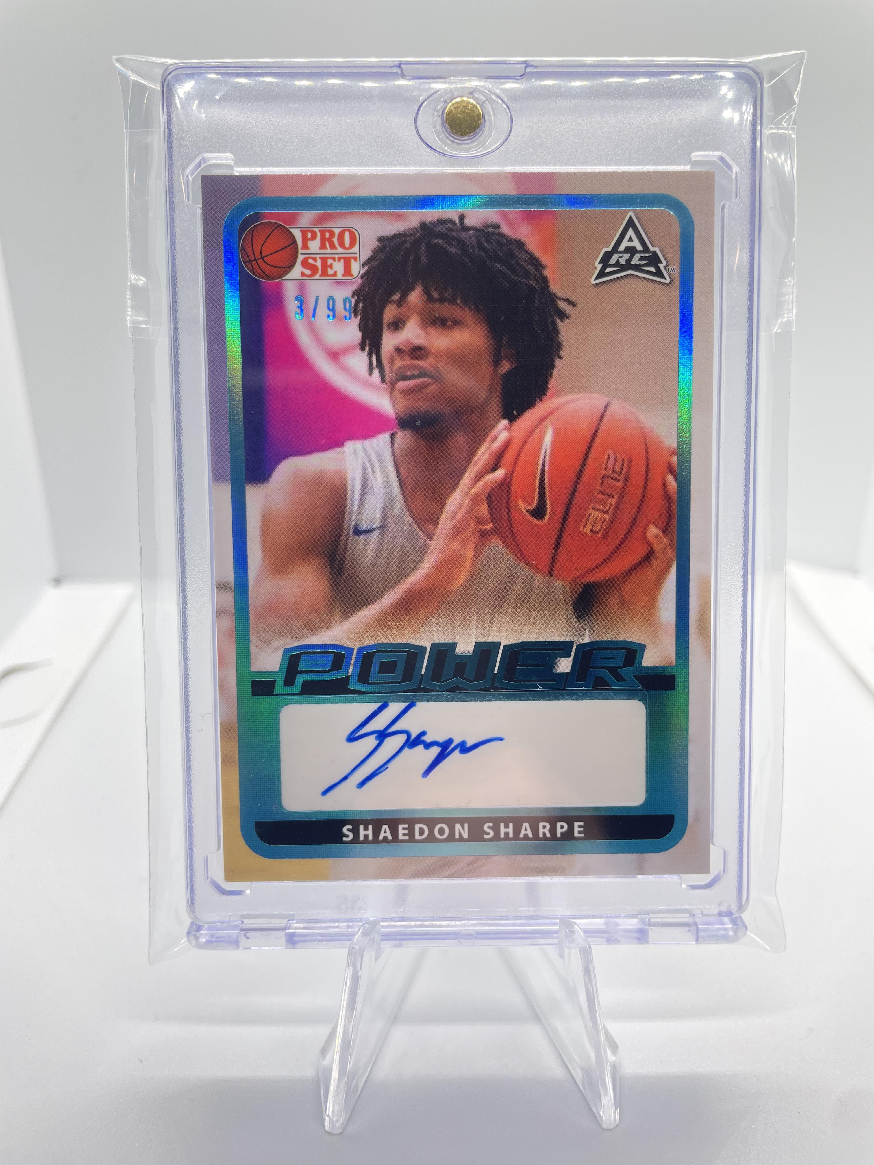 2021-22 Leaf Pro Set Power Shaedon Sharpe Aqua Rookie Auto /99