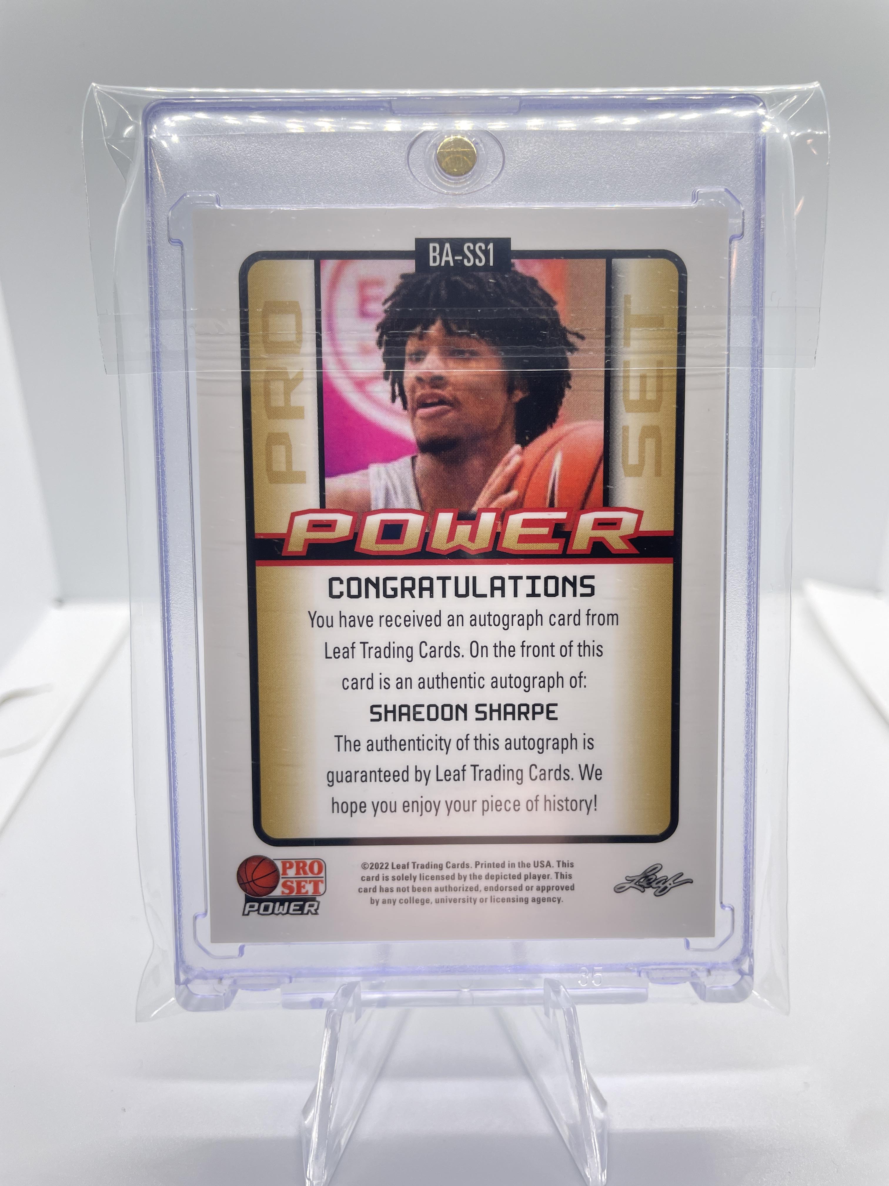 2021-22 Leaf Pro Set Power Shaedon Sharpe Aqua Rookie Auto /99