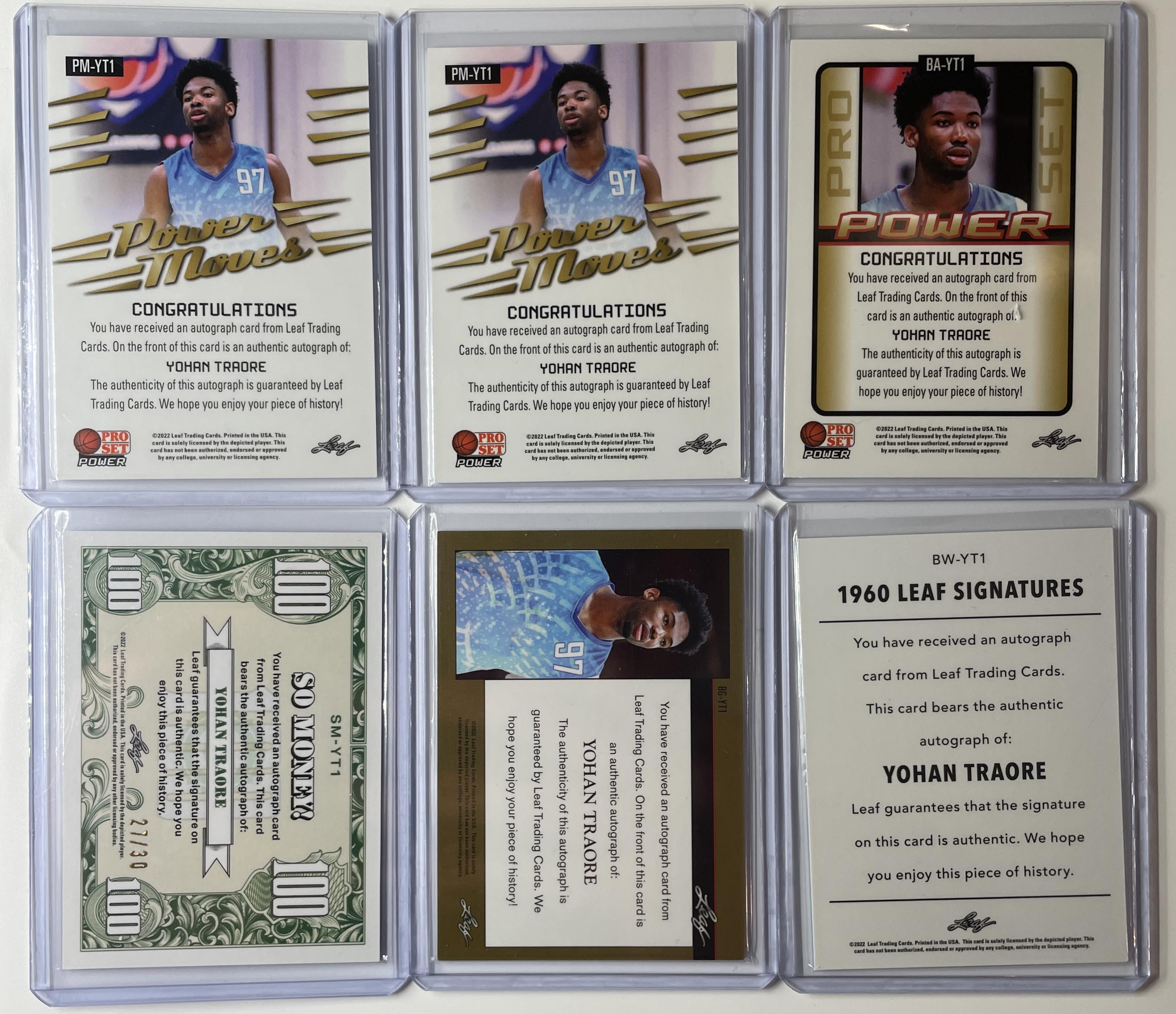2021-22 Leaf Pro Set Yohan Traore Rookie Auto /20 /50 + Memories /20 /25 + Money