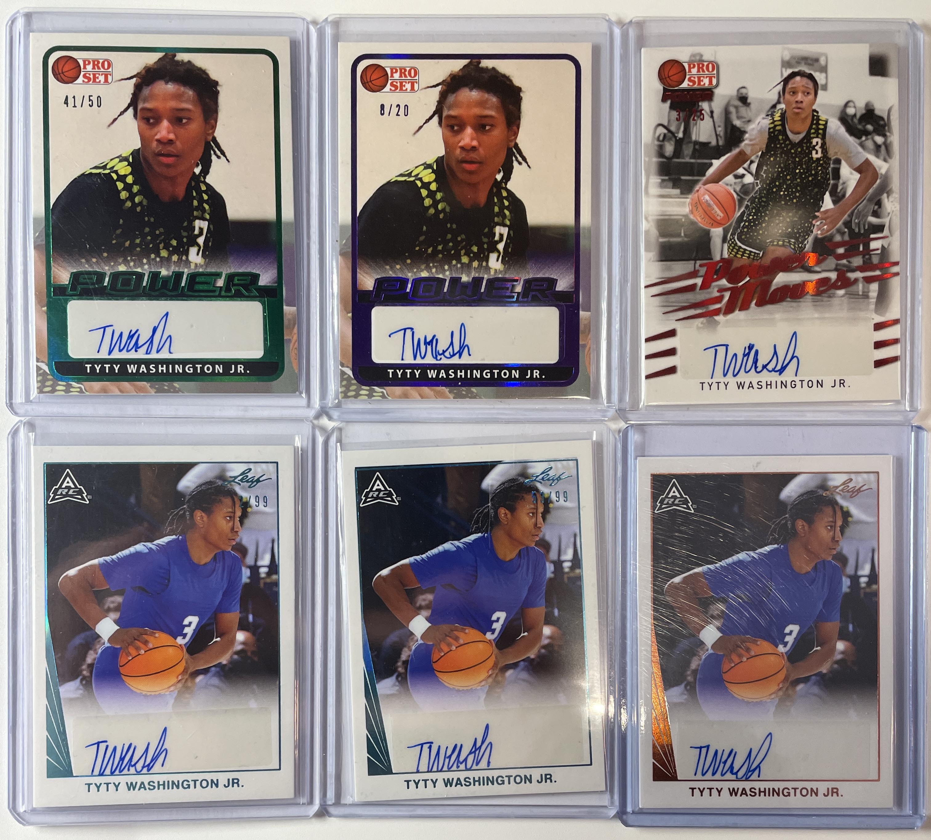 2021-22 Leaf Pro Set + Memories TyTy Washington Rookie Auto Set (x6) /20 /25 /50