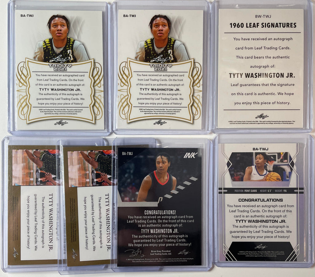 2021-22 Leaf Trinity + Memories TyTy Washington Rookie Auto Set (x7) /15 /25 /99