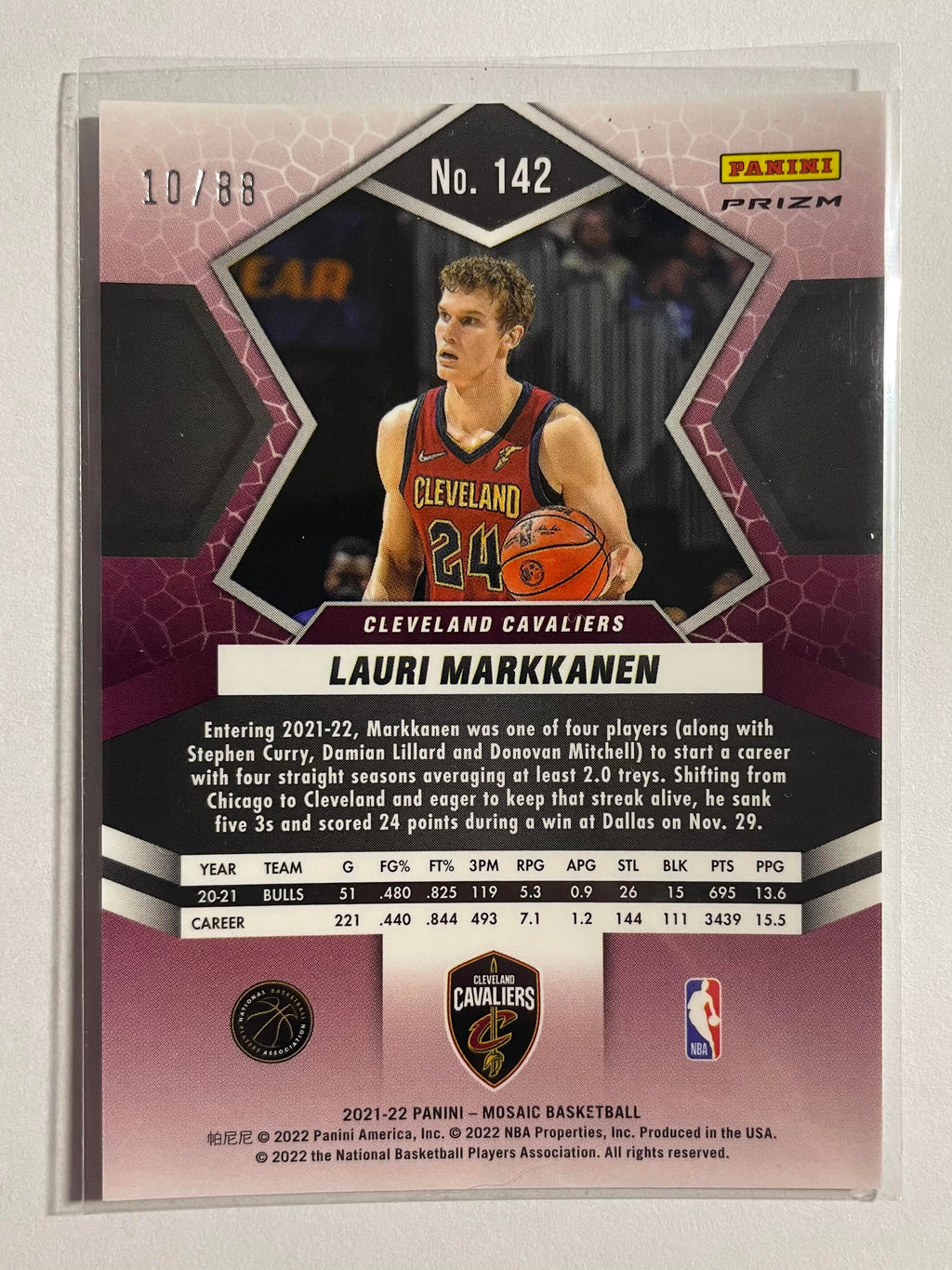 2021-22 Panini Mosaic Lauri Markannen Choice Yellow Prizm /88 #142