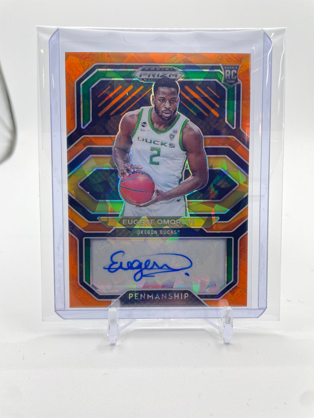 2021-22 Panini Prizm Draft Picks Eugene Omoruyi Orange Ice Prizm SP Auto