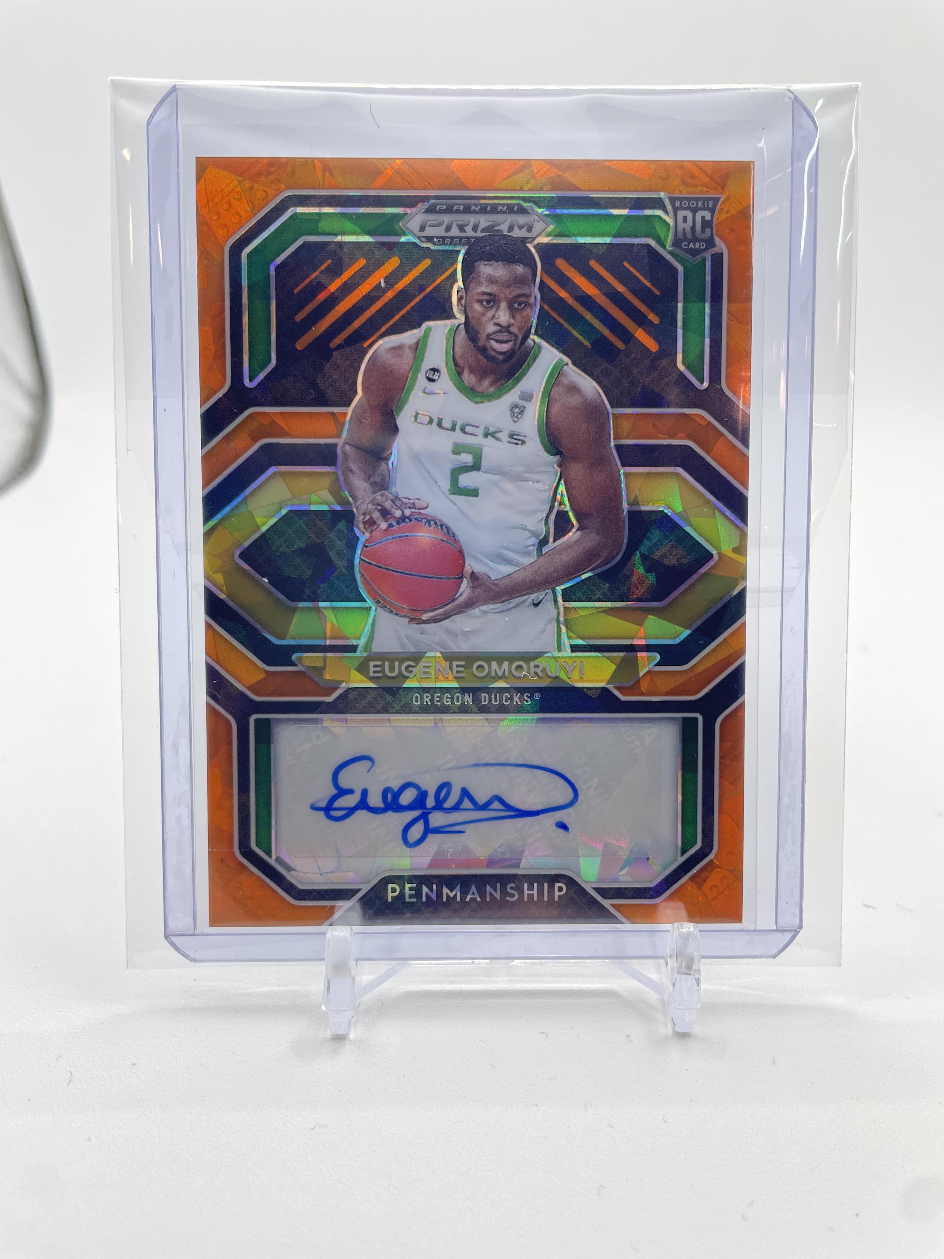 2021-22 Panini Prizm Draft Picks Eugene Omoruyi Orange Ice Prizm SP Auto