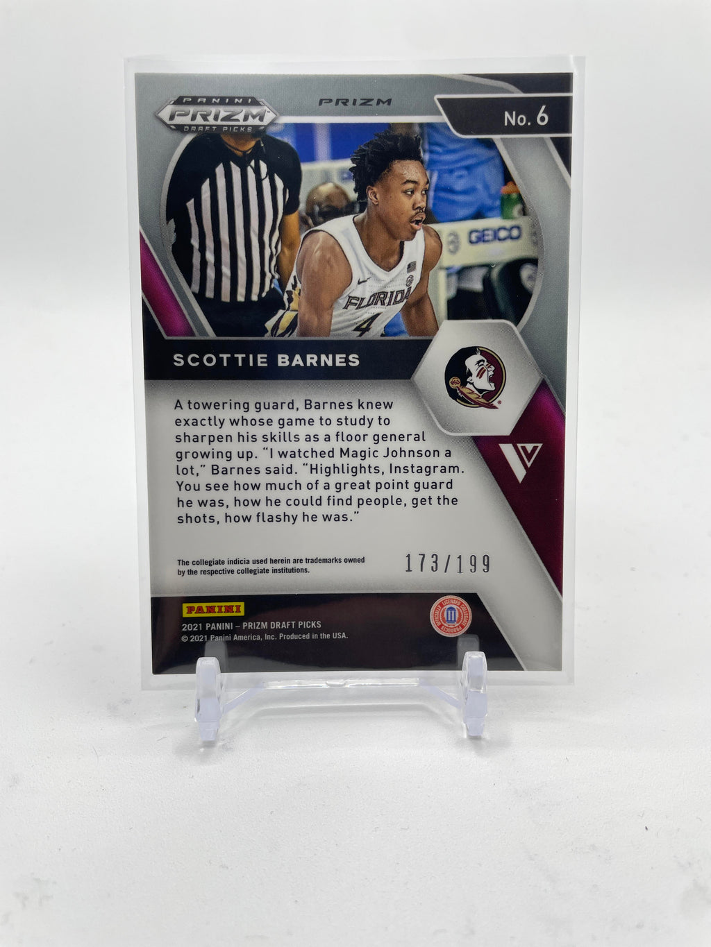 2021-22 Panini Prizm Draft Picks Scottie Barnes Blue Prizm Rookie /199