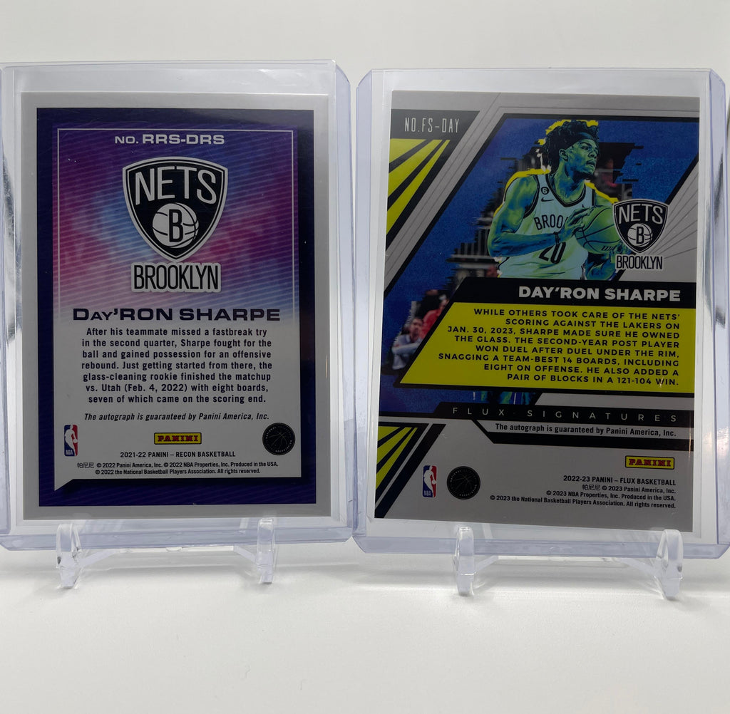 2021-22 Panini Recon Day'ron Sharpe Rookie Auto + 2022-23 Panini Flux Auto