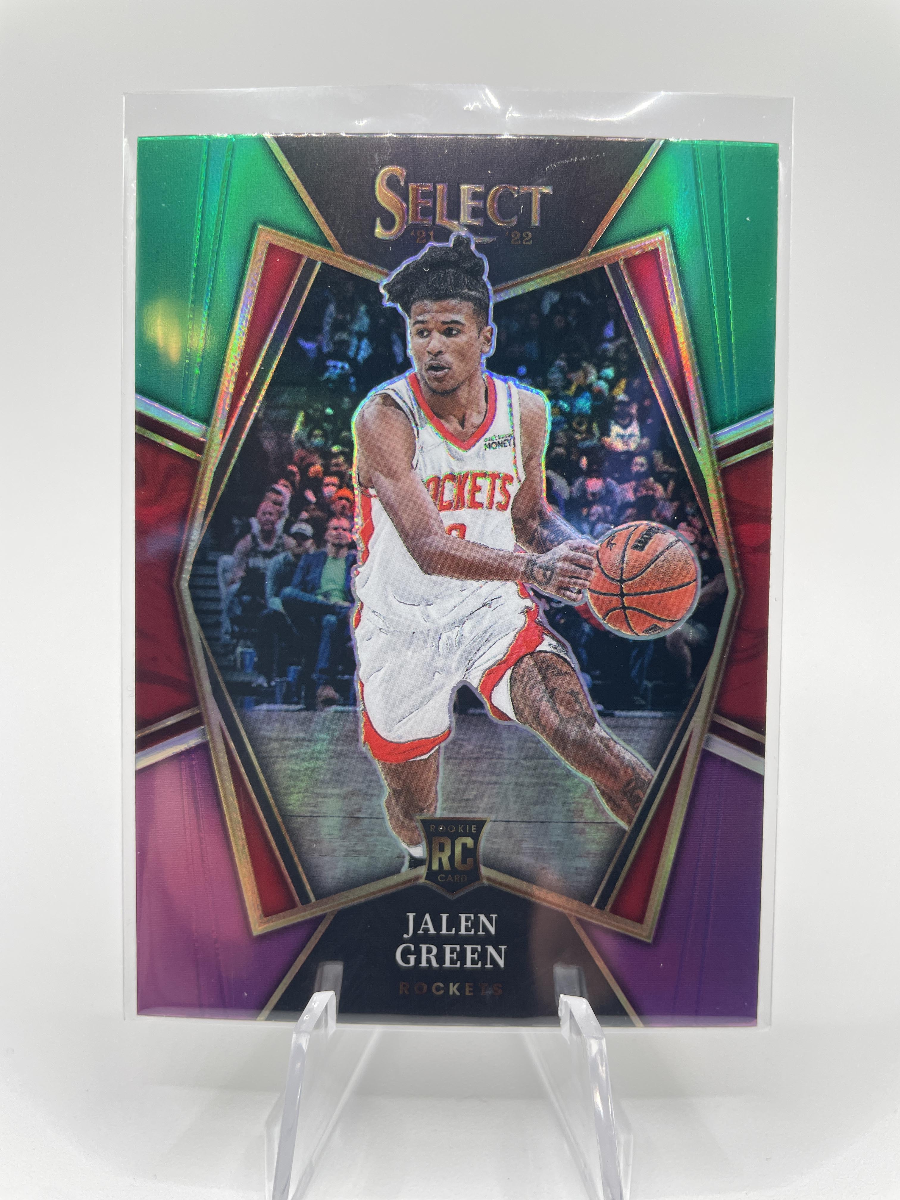 2021-22 Panini Select Jalen Green Premier Green White Purple Prizm Rookie + Base